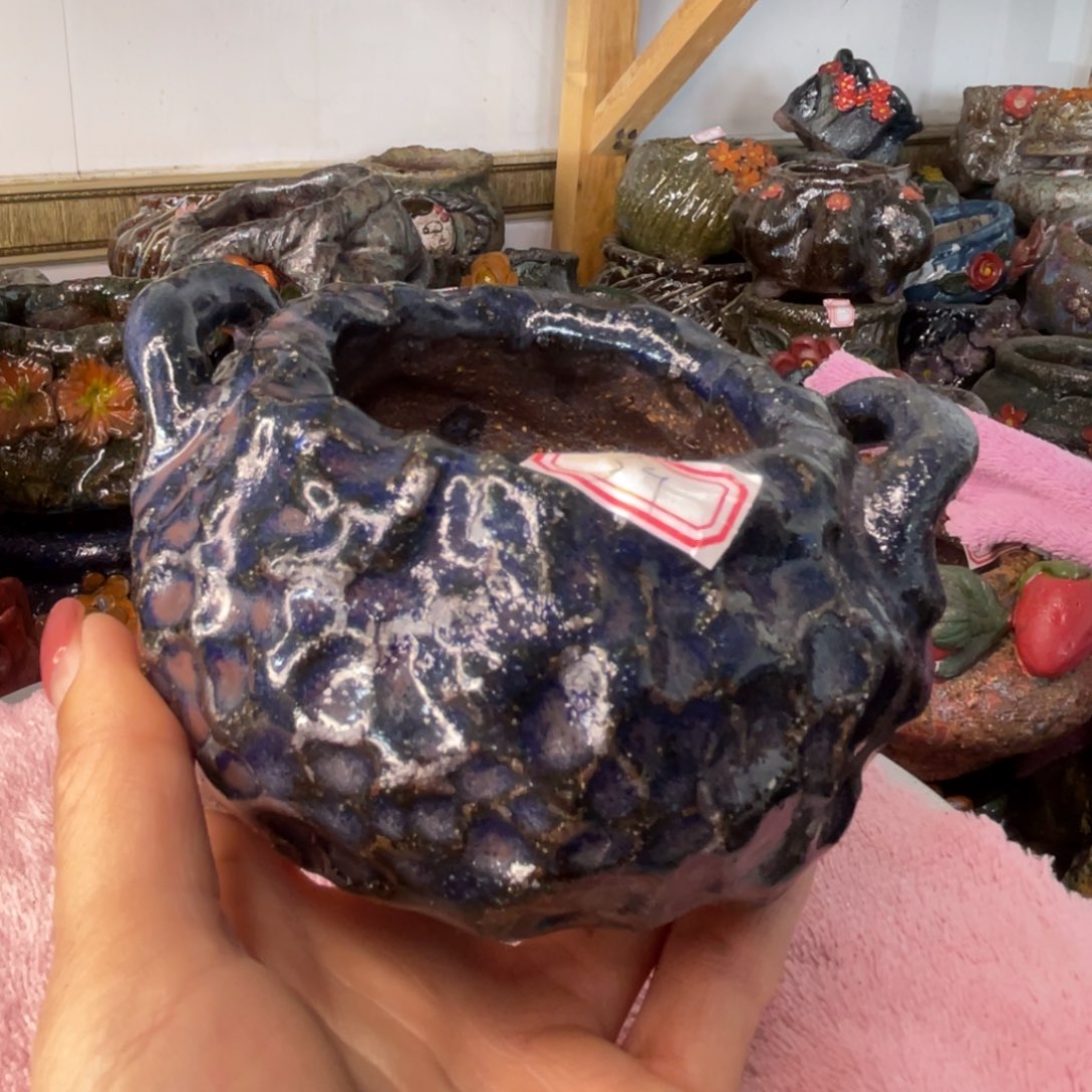 红陶粗砂陶手工花盆