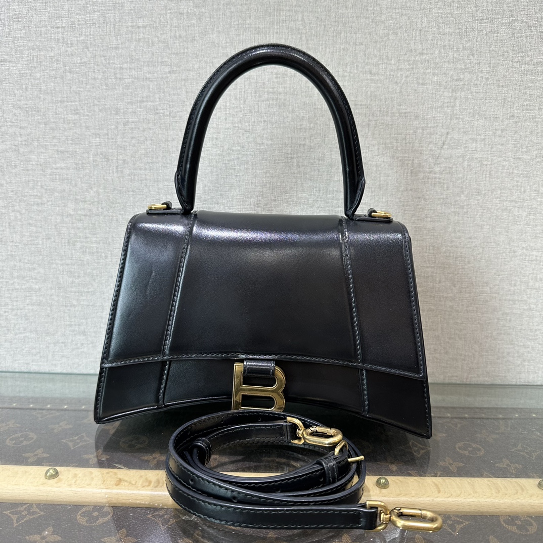 95新 Balenciaga/巴黎世家 黑金Hourglass手提单肩斜漏包 09147