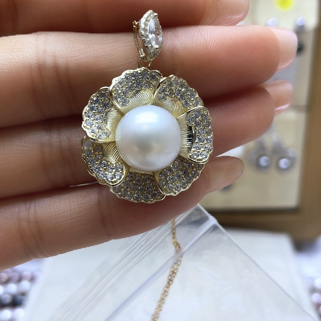 海水珍珠颈饰银S925镶嵌