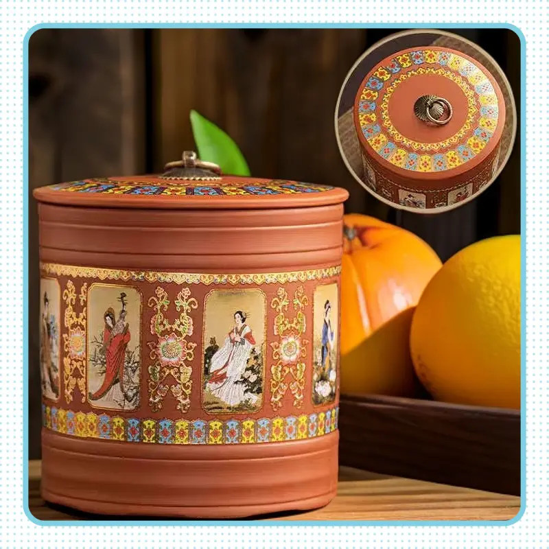 【臻品】四大美人紫砂茶叶罐大容量茶叶罐防湿适配茶具AY018