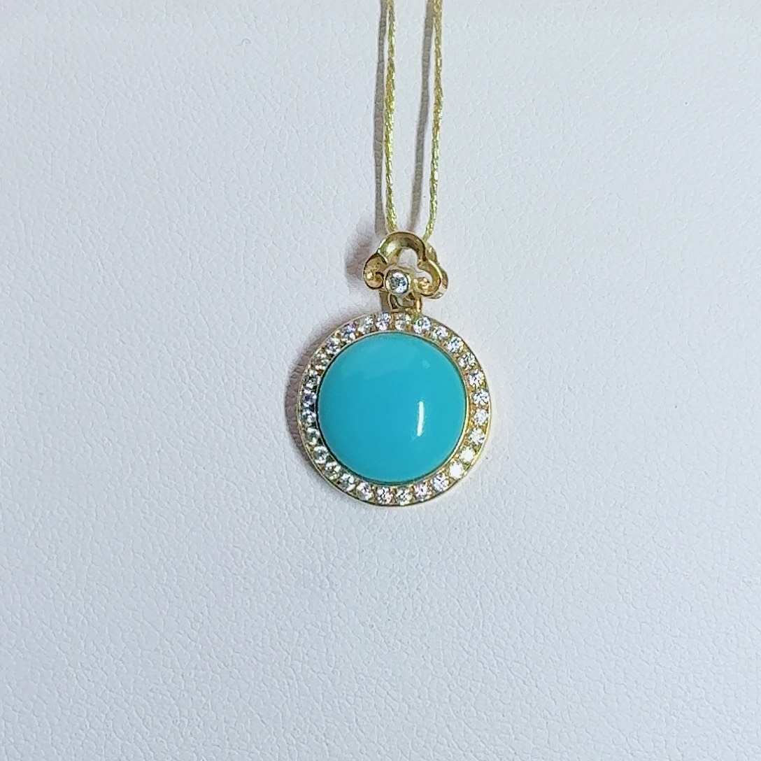 绿松石18K金镶嵌珠宝奇石