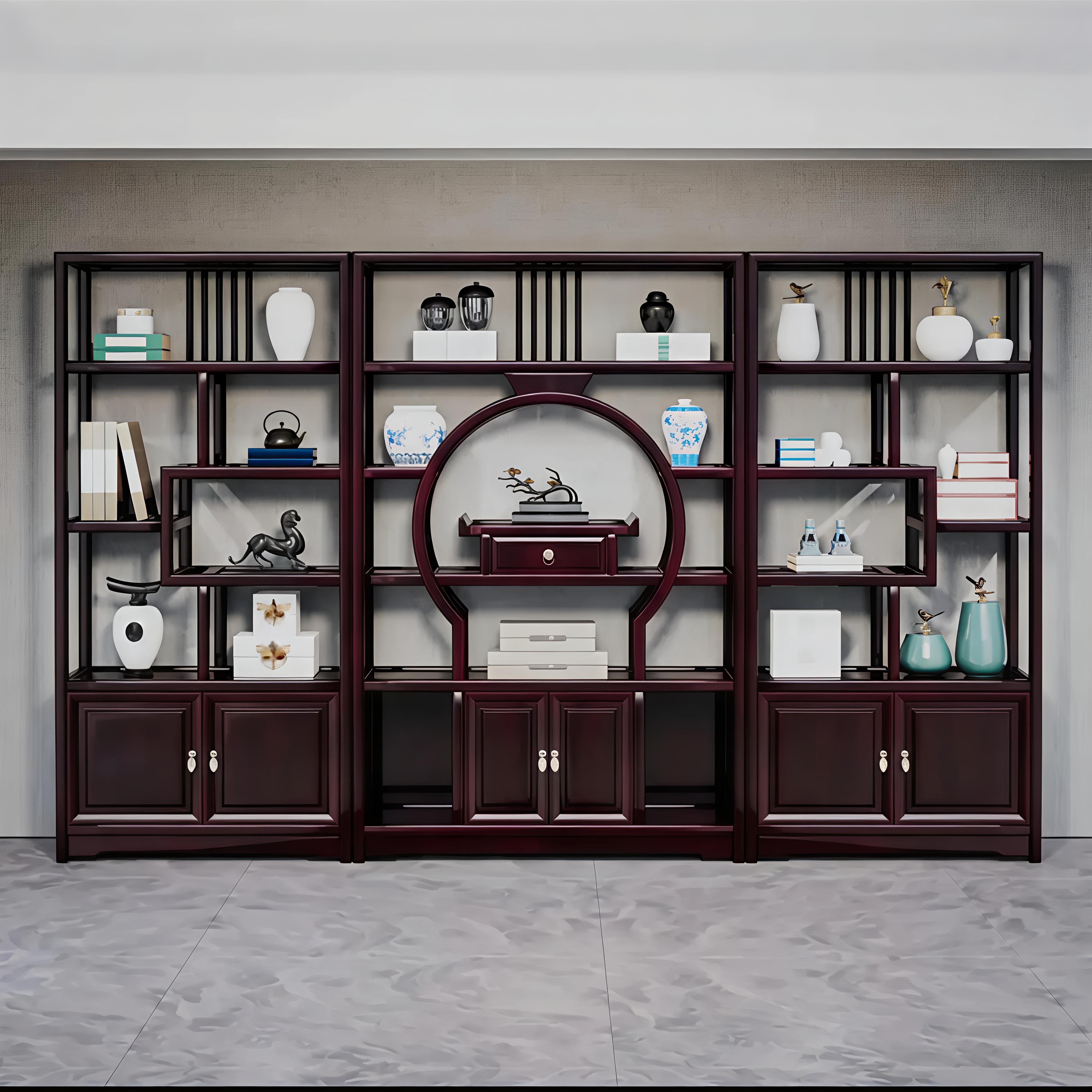 实木博古架多宝阁茶室置物架子茶叶展示陈列柜客厅隔断新中式书架