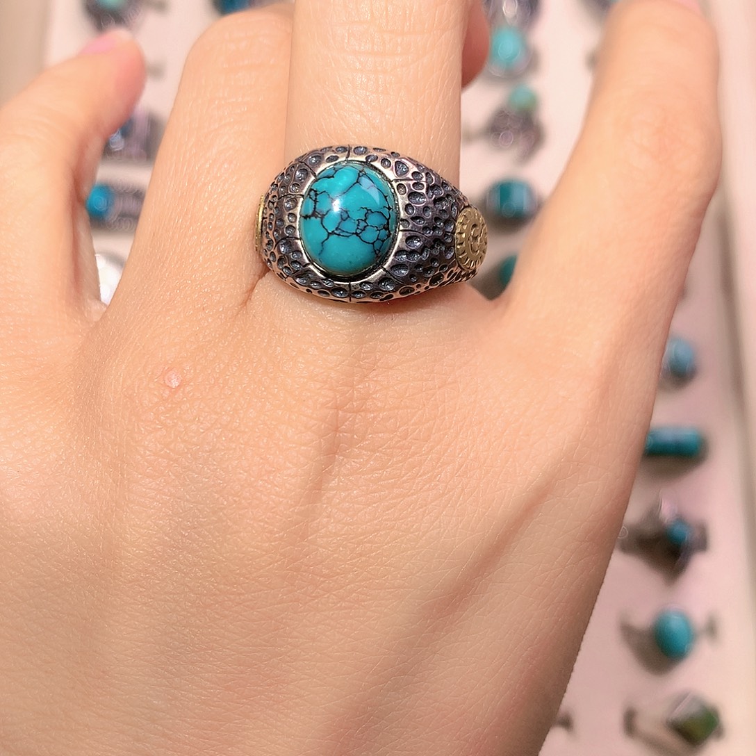 万***?绿松石银S925镶嵌颈饰