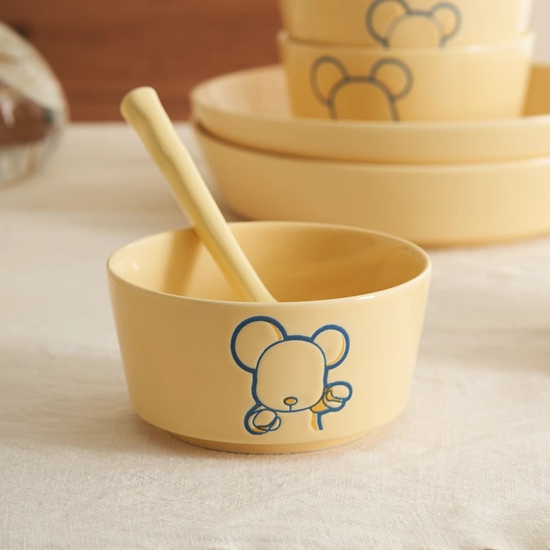 【肆月&Qee暴力熊】高颜值双耳大汤碗吃面碗家用陶瓷餐具碗盘