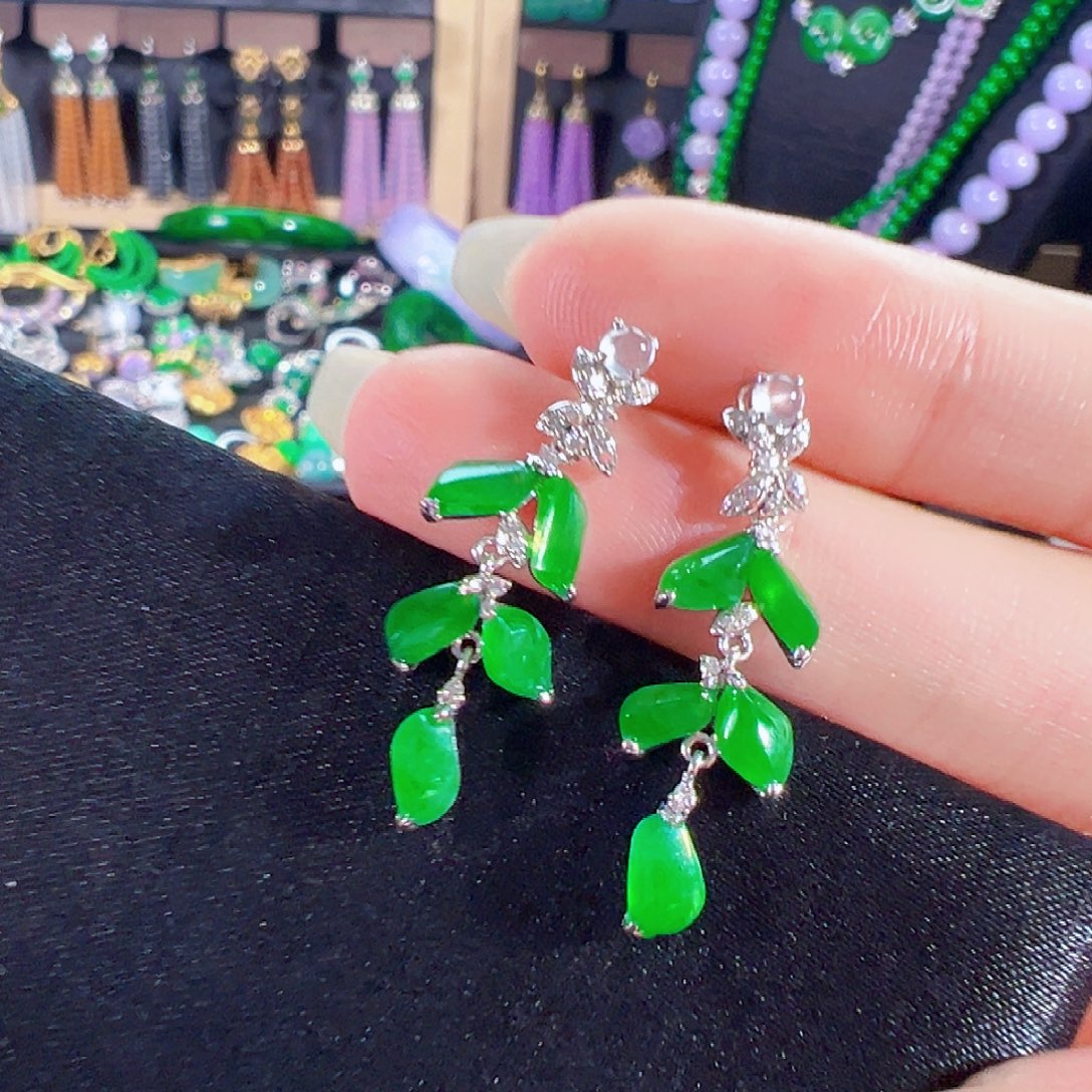 翡翠18K金镶嵌耳饰【福利款】签收后24小时鉴赏期