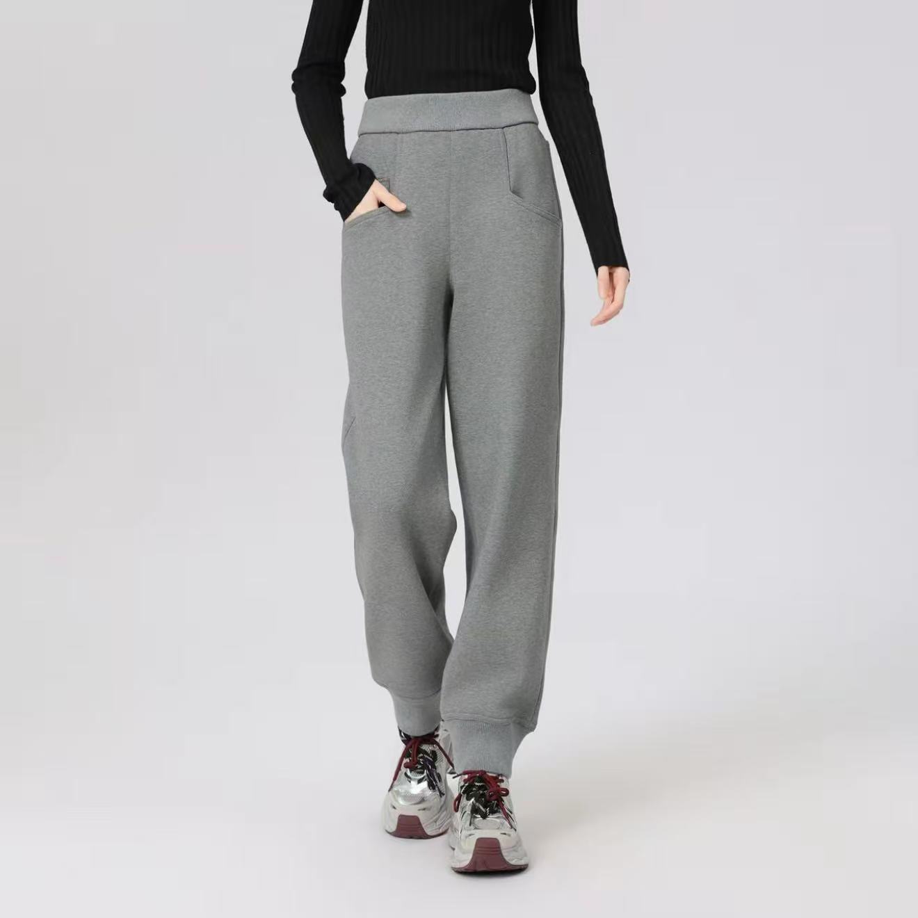 AMASS/阿玛施 冬季新款潮牌休闲银葱线保暖厚绒束脚卫裤5100526