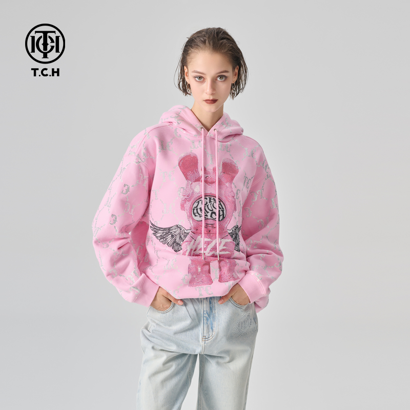 武汉-2024春季长袖宽松经典系列帽衫上衣T72A126027