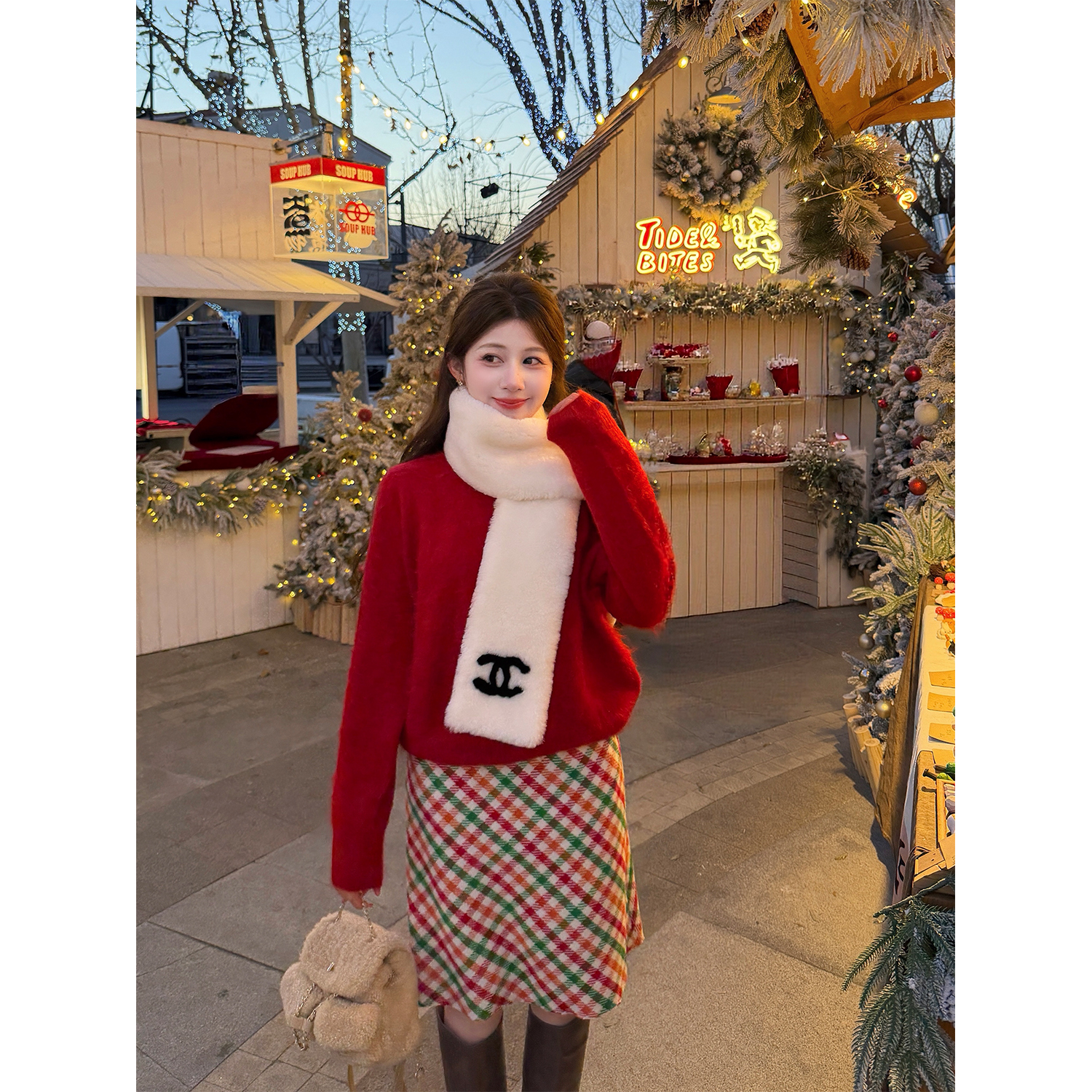 盈瓷品质｜羊毛复古格子半身裙女冬新款圣诞穿搭毛呢裙 25FW1283