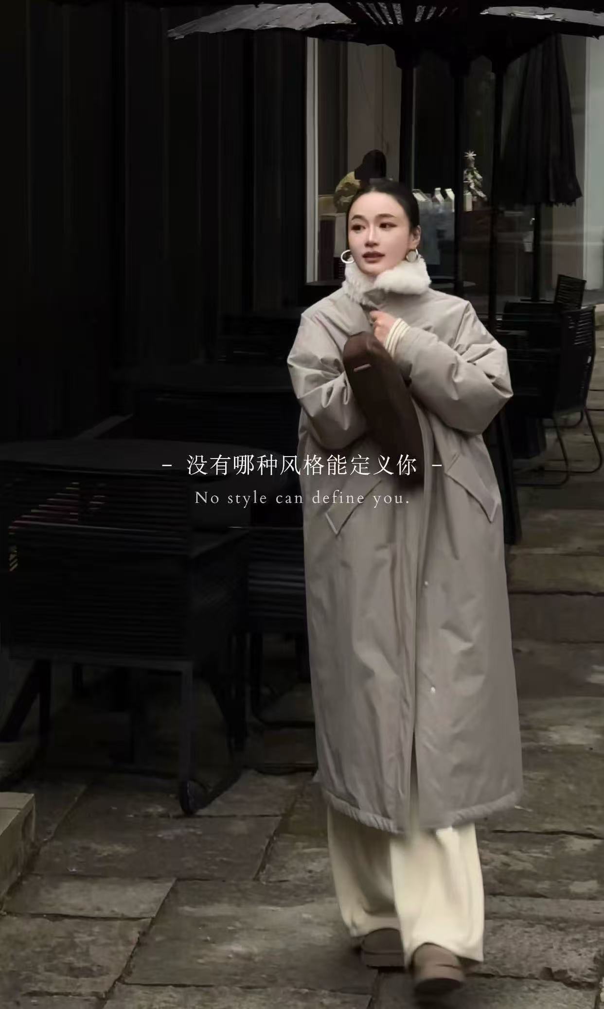 L'U'R/YI'YAO【羽绒系列顶流千金】冬季毛领白鸭绒羽绒外套10970