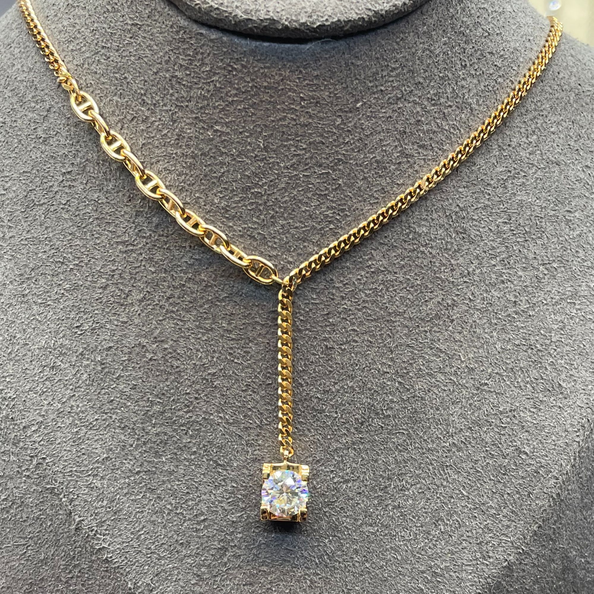 高奢钻饰  K枚Y字牛头项链1.0CT