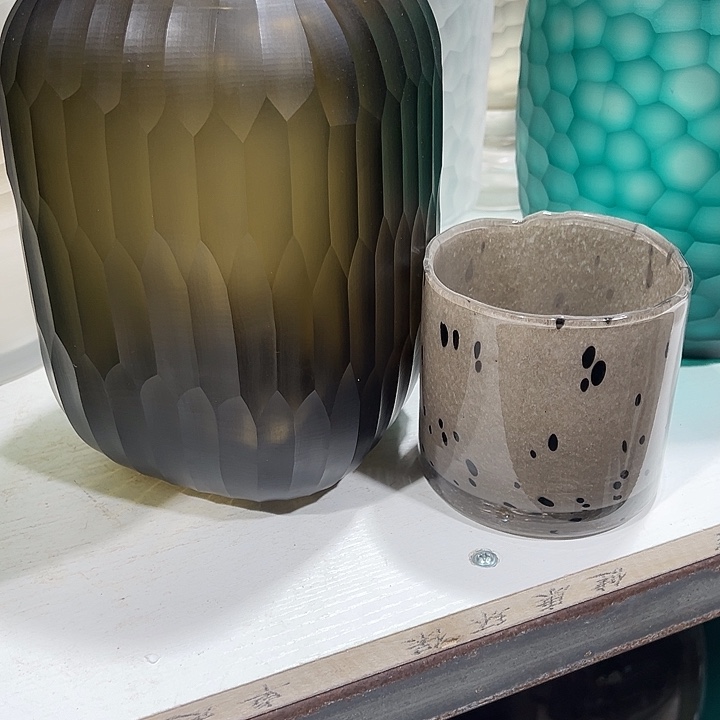 棉***朵手工艺品琉璃咖色磨刻花瓶花器高21口10