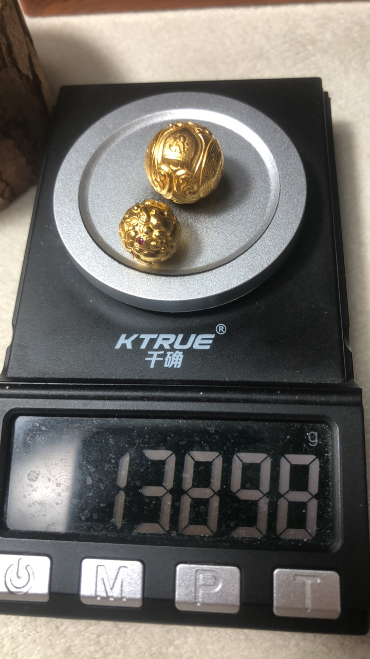 足金999黄财隔珠貔貅隔珠黄金文玩配饰