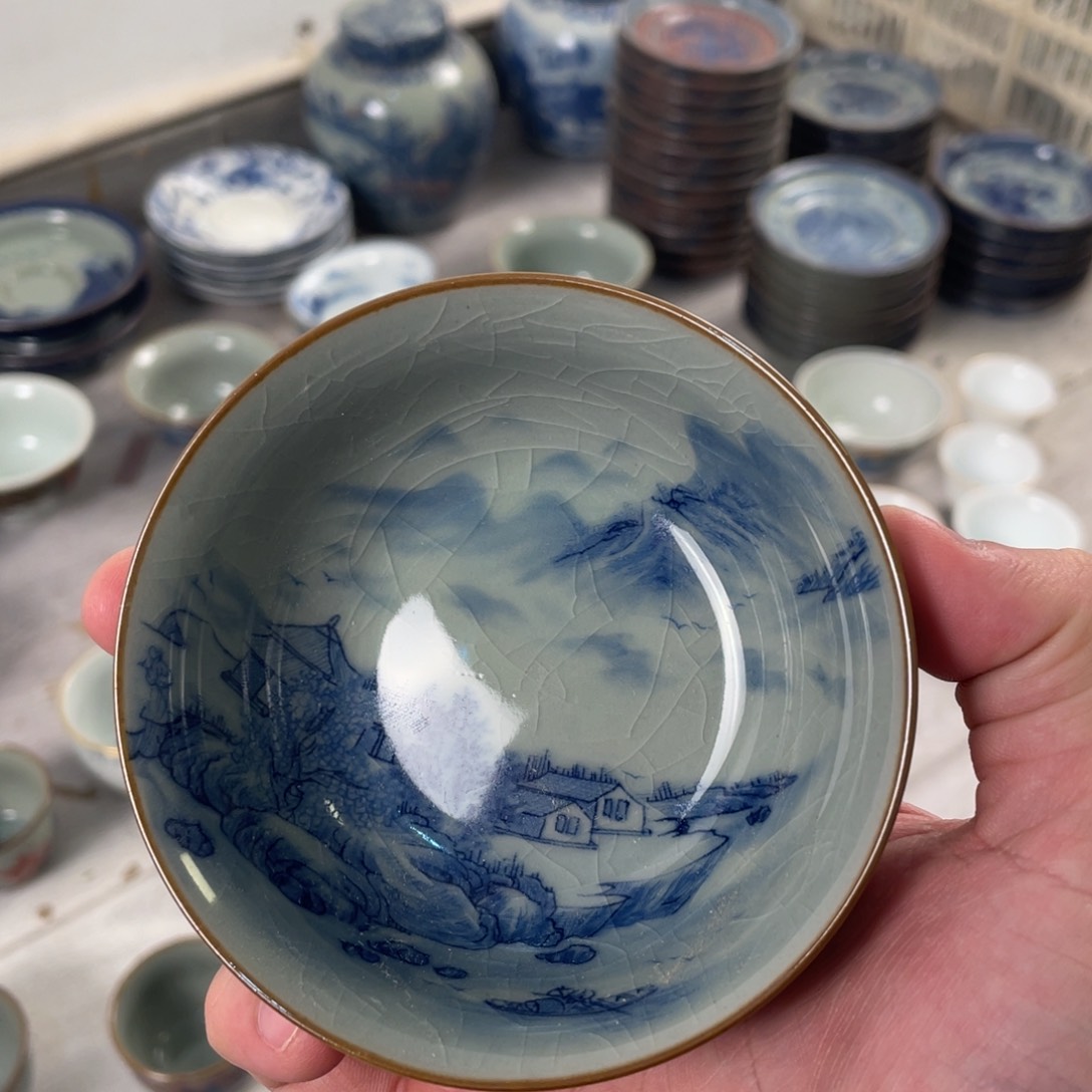杯青花山水园口杯全品