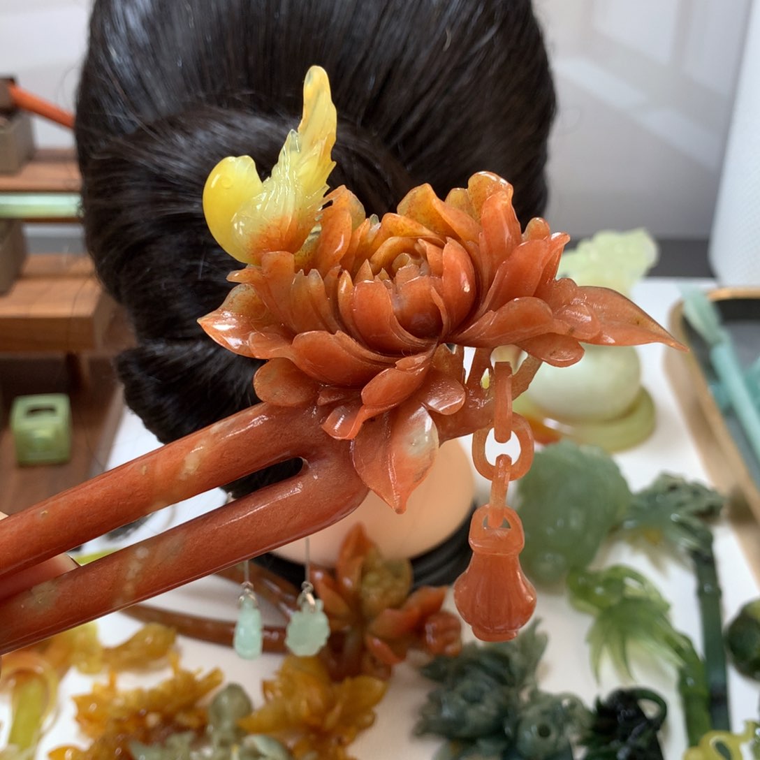 蛇纹石玉发饰未镶嵌6****坊