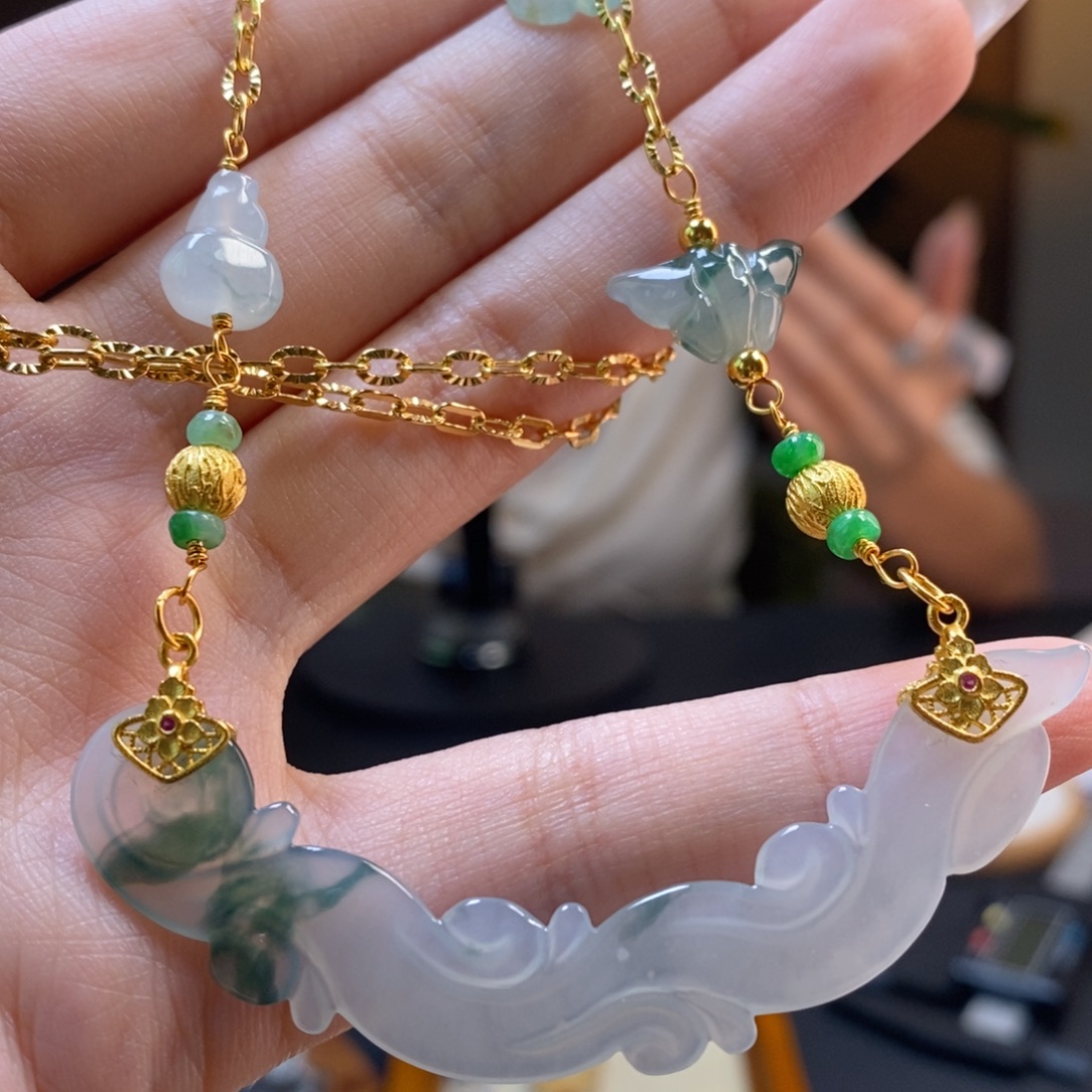 翡翠银S925镶嵌颈饰12933