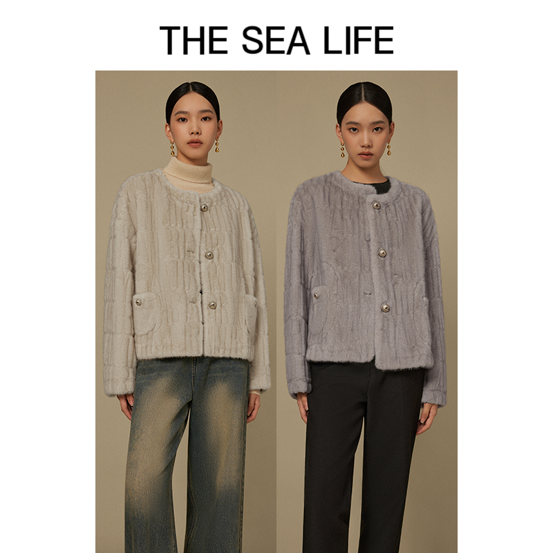 THESEALIFE欧海一生环保毛外套24冬新款柔软亲肤质感别致A180153