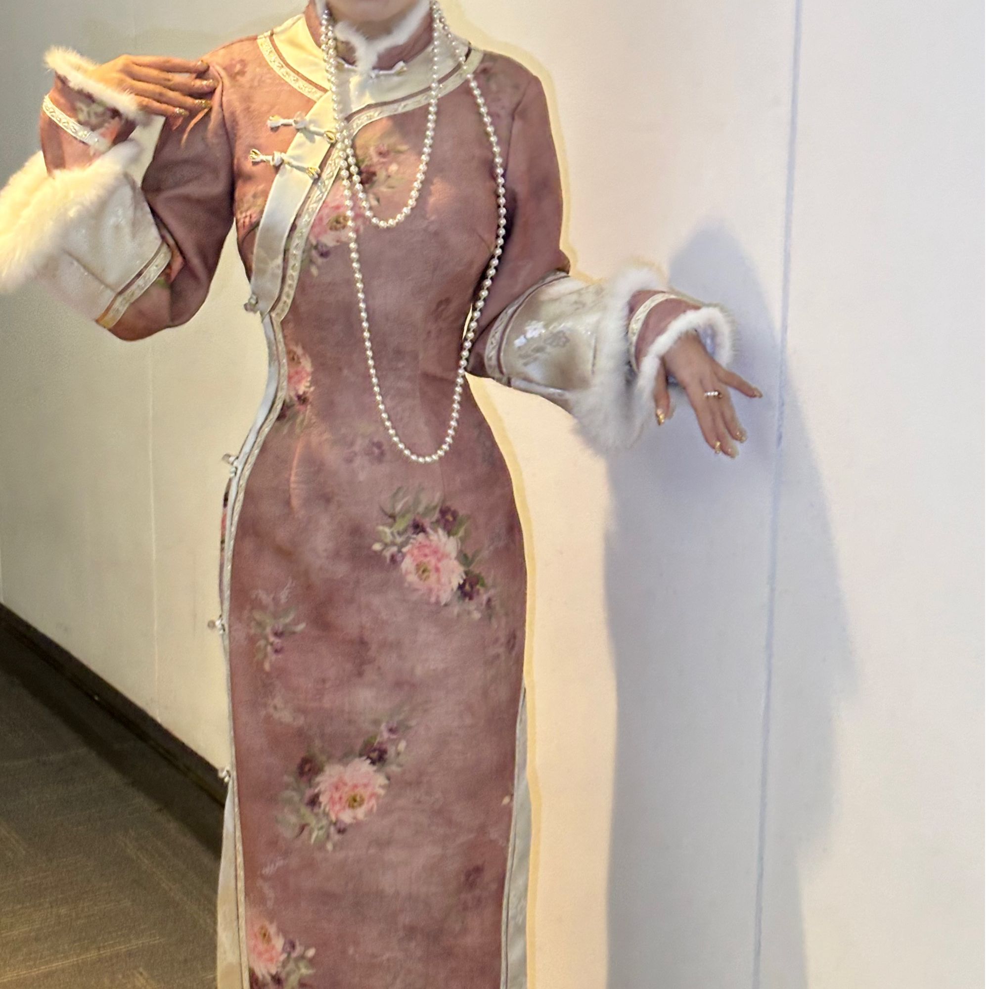 LHMknk1画报夫人新中式春款清宫改良旗袍连衣裙 桃花坞特价不退换