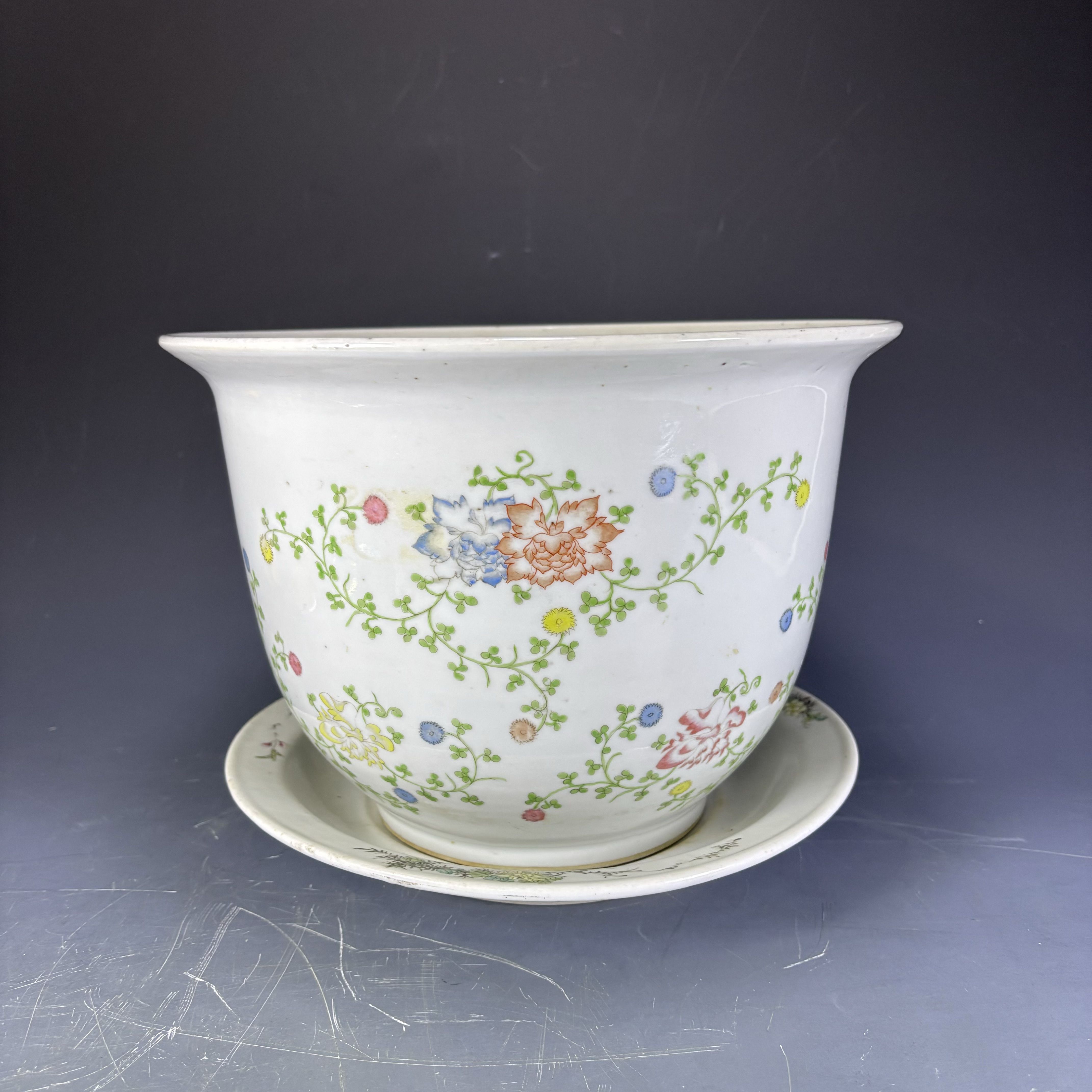 ｛来福甄选｝民国 粉彩花卉花盆