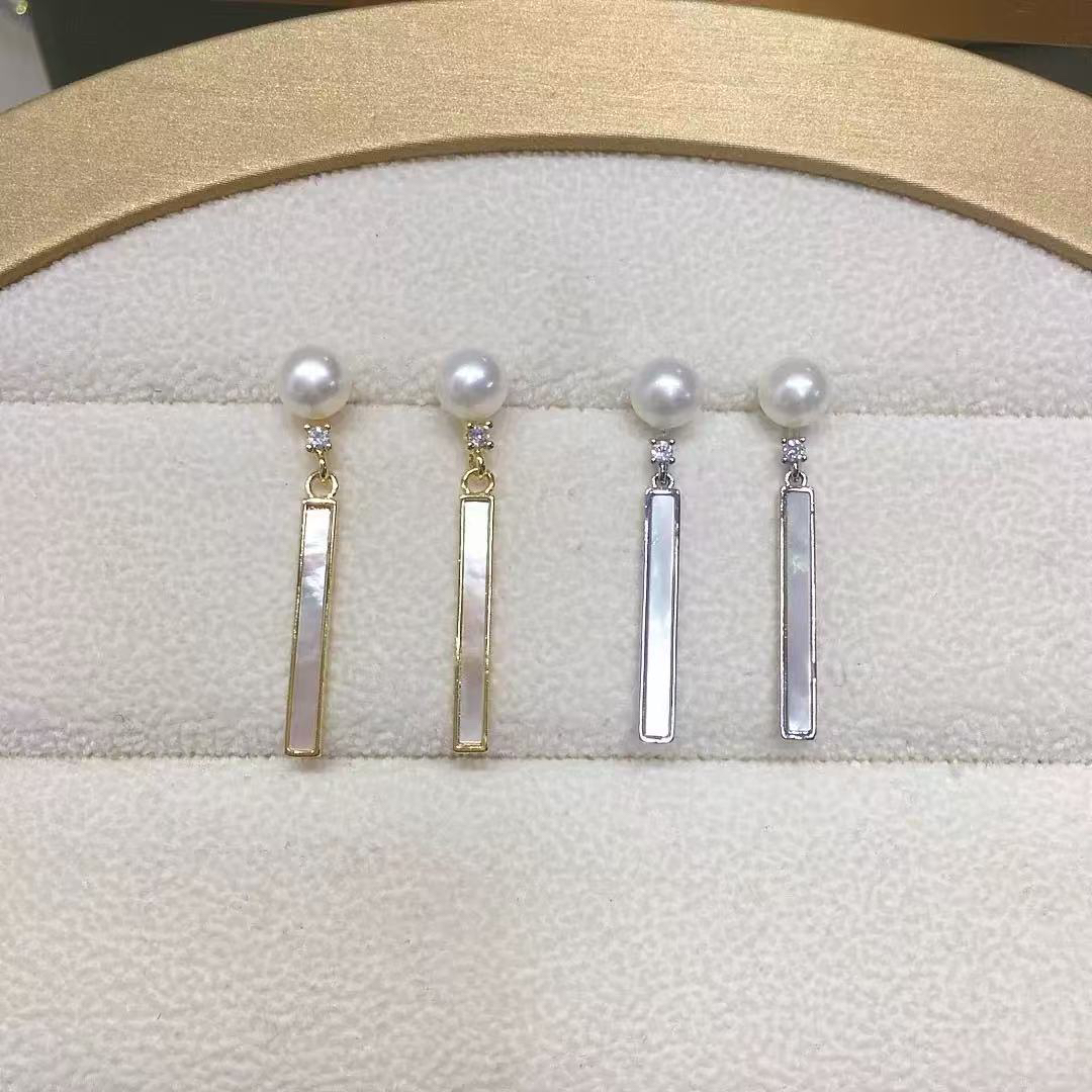 诸暨天然珍珠耳饰时尚个性简约气质高雅百搭长条