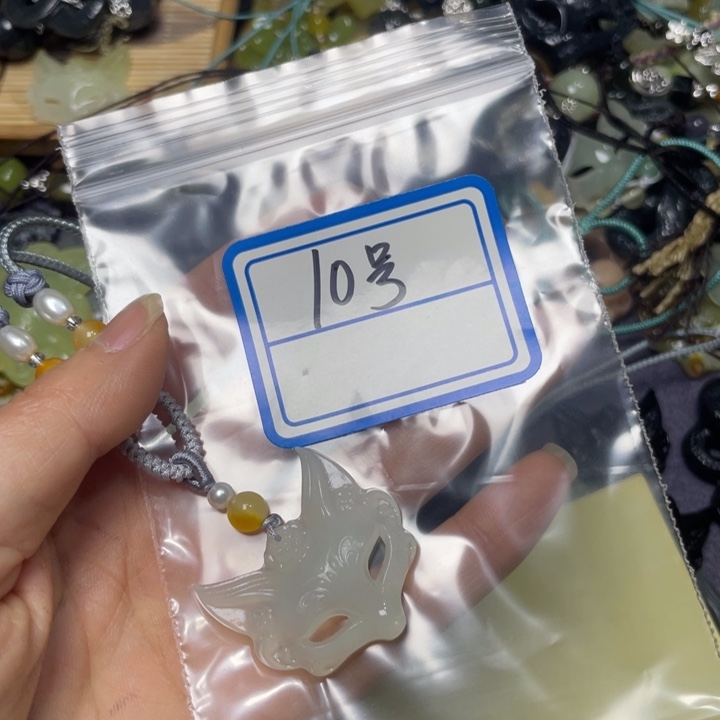 蛇纹石玉颈饰合金沉*@