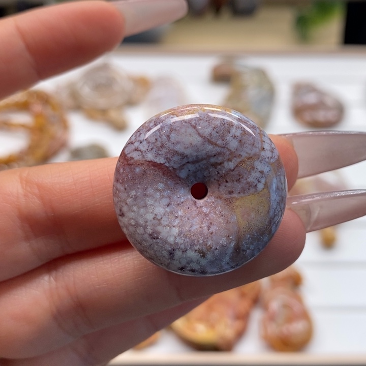 硅化玉吊坠(不含链)未镶嵌平安扣 20号链接