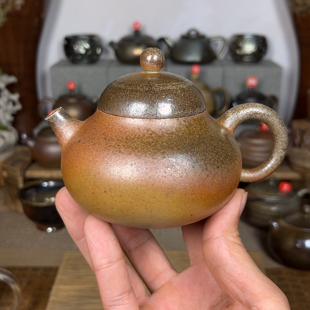 壶建水紫陶白泥轻落灰福禄壶220cc