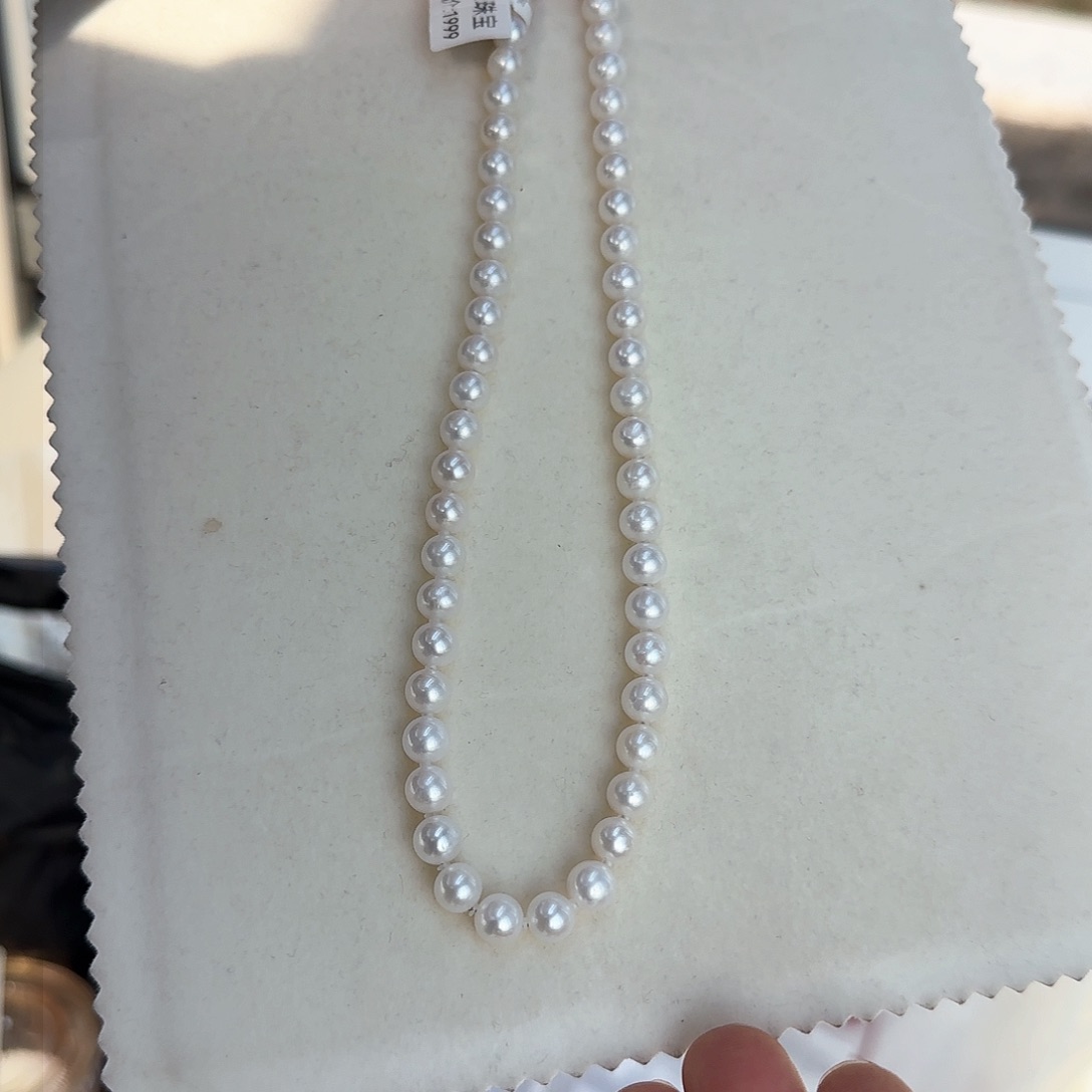 淡水珍珠颈饰银S925镶嵌7-8无核极光镜面白亮
