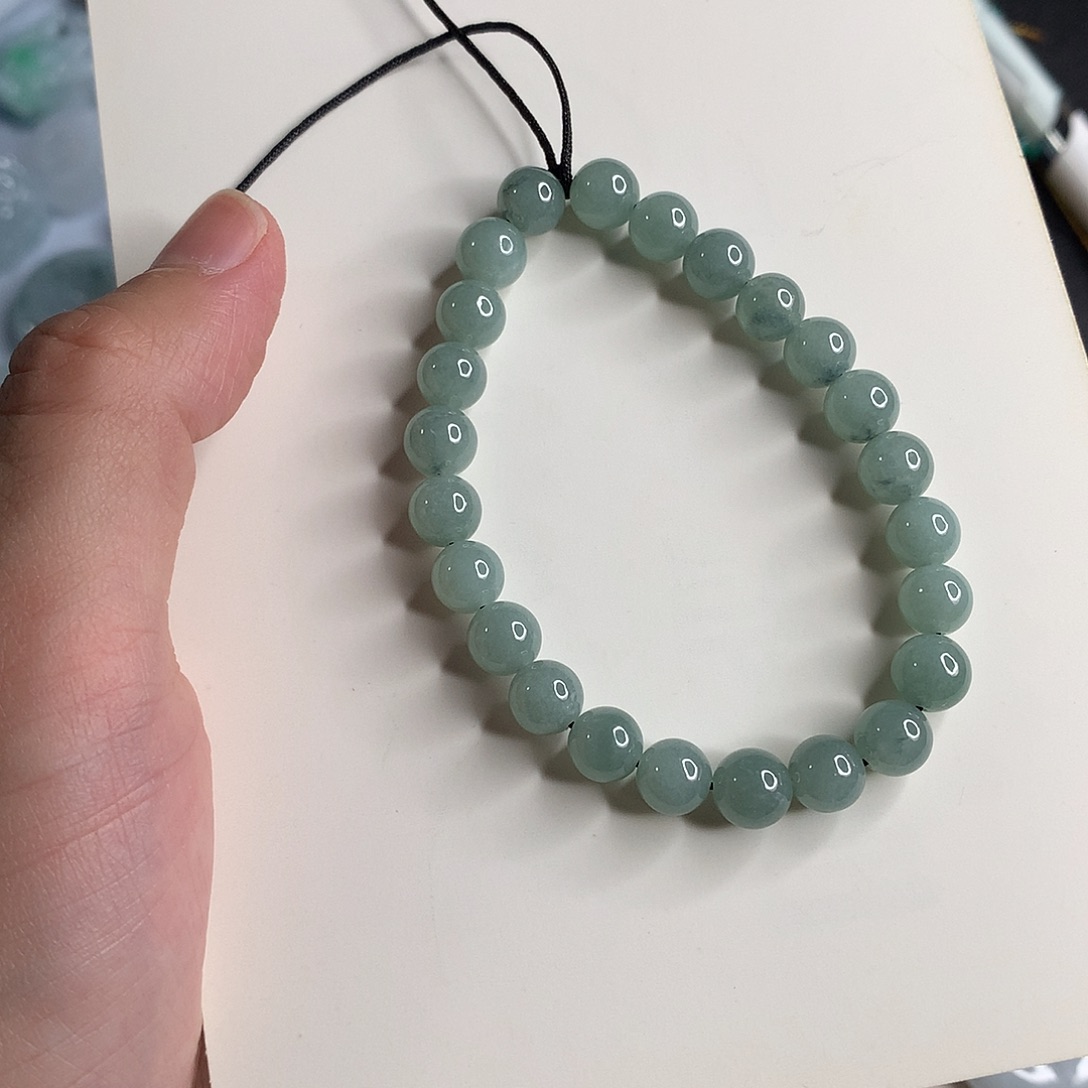 牛***听翡翠未镶嵌颈饰手串24个