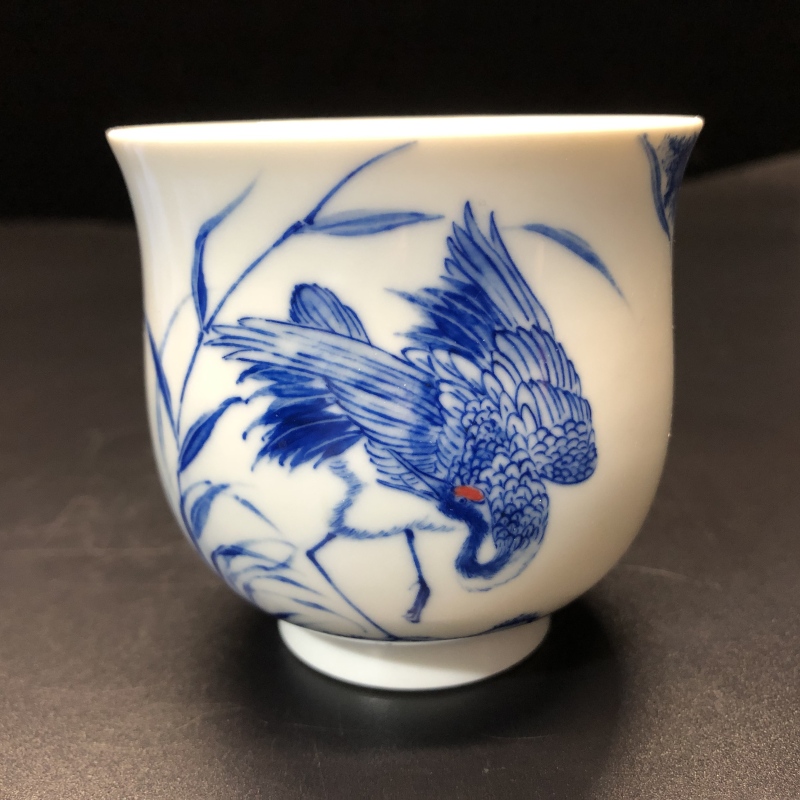 12.23/N100230/00894/青花/丹顶鹤炉式杯/口径7.3/高7.1/160cc
