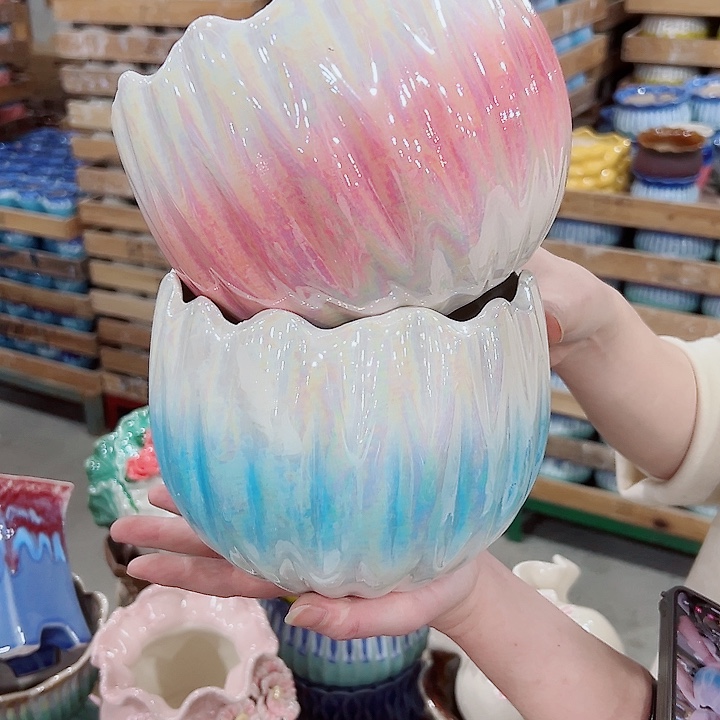 有孔.凑满10元发货多肉陶瓷花盆！