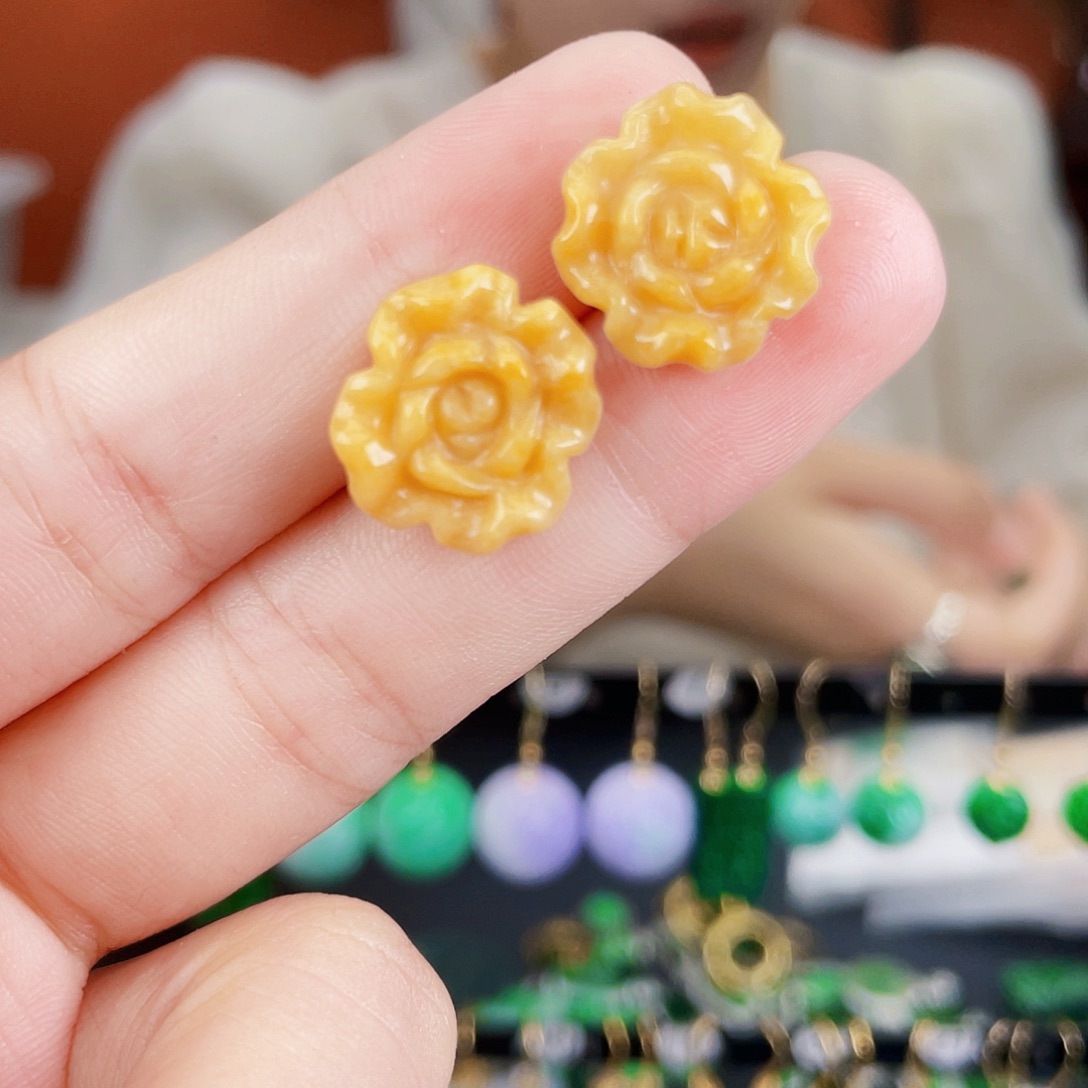 翡翠未镶嵌耳饰饰品