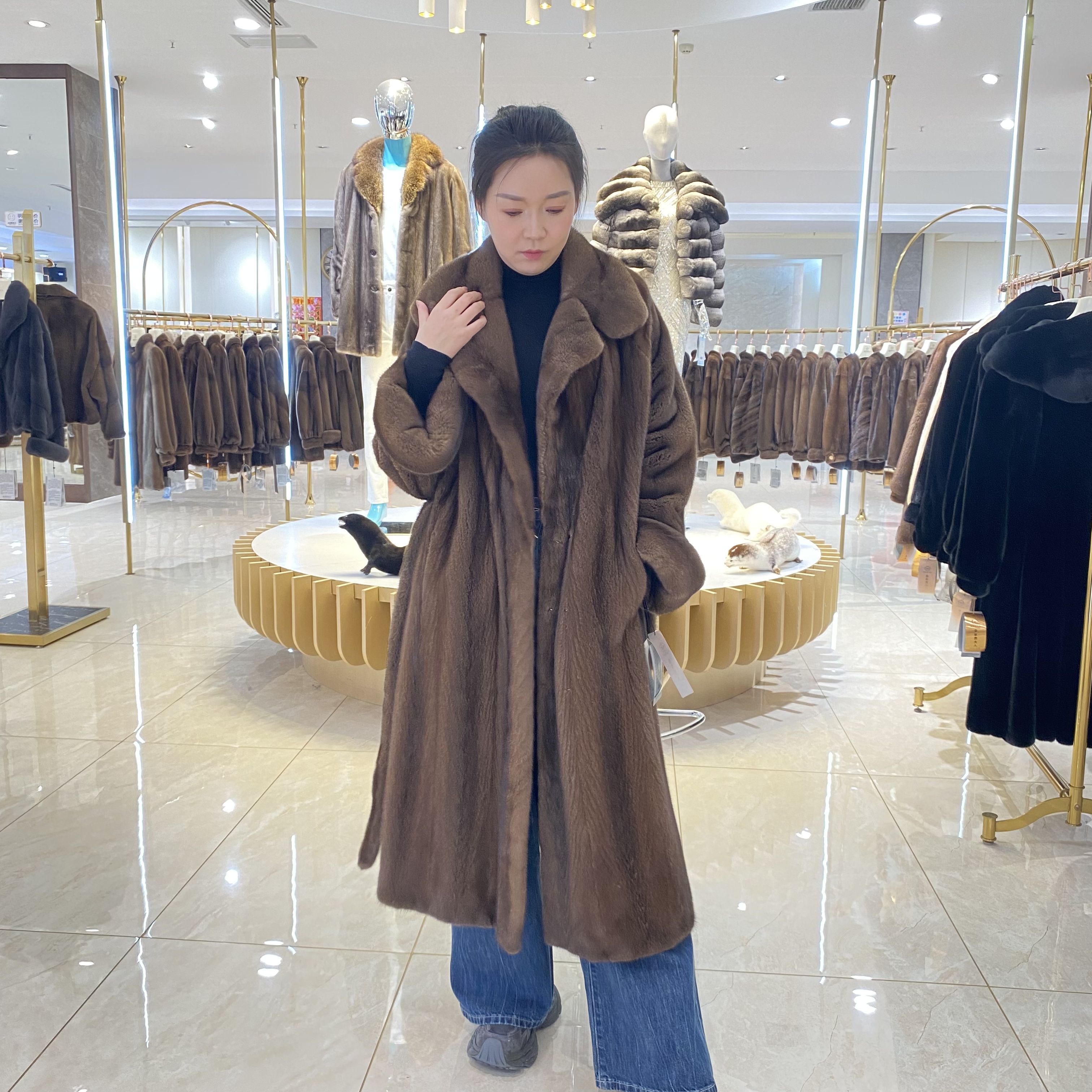 时尚高端貂皮B2059咖啡