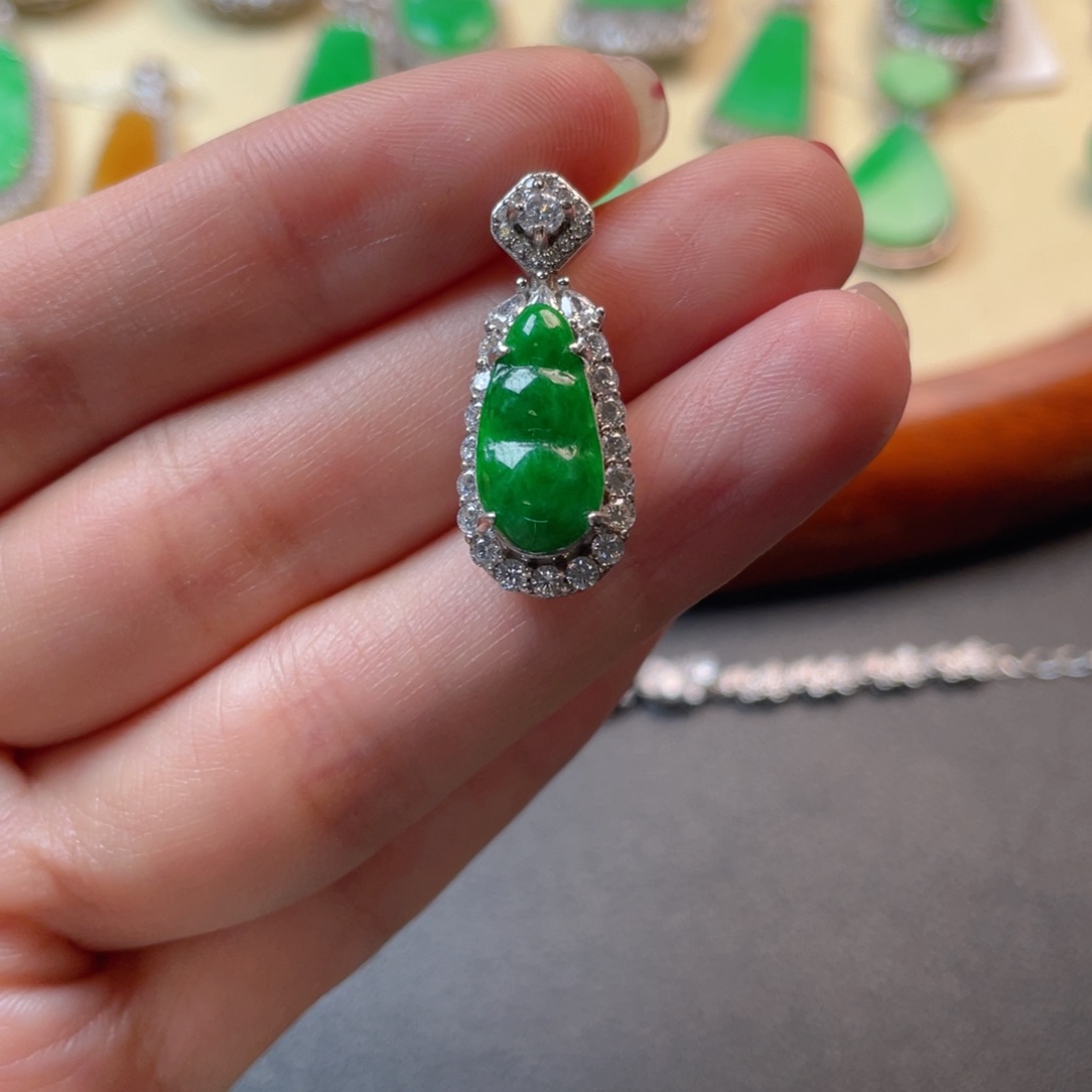 翡翠吊坠(不含链)银S925镶嵌