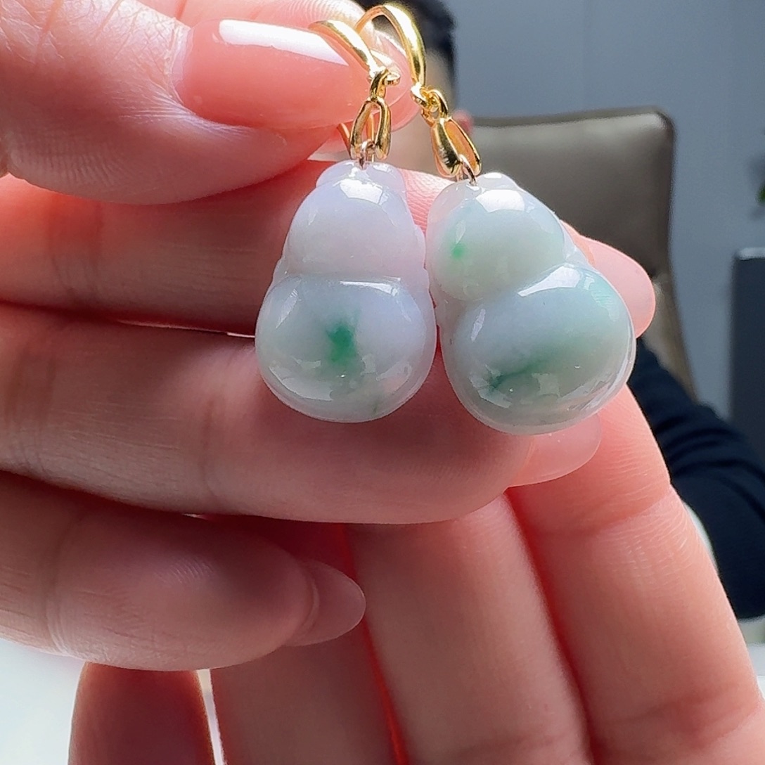 翡翠耳饰银S925镶嵌天然