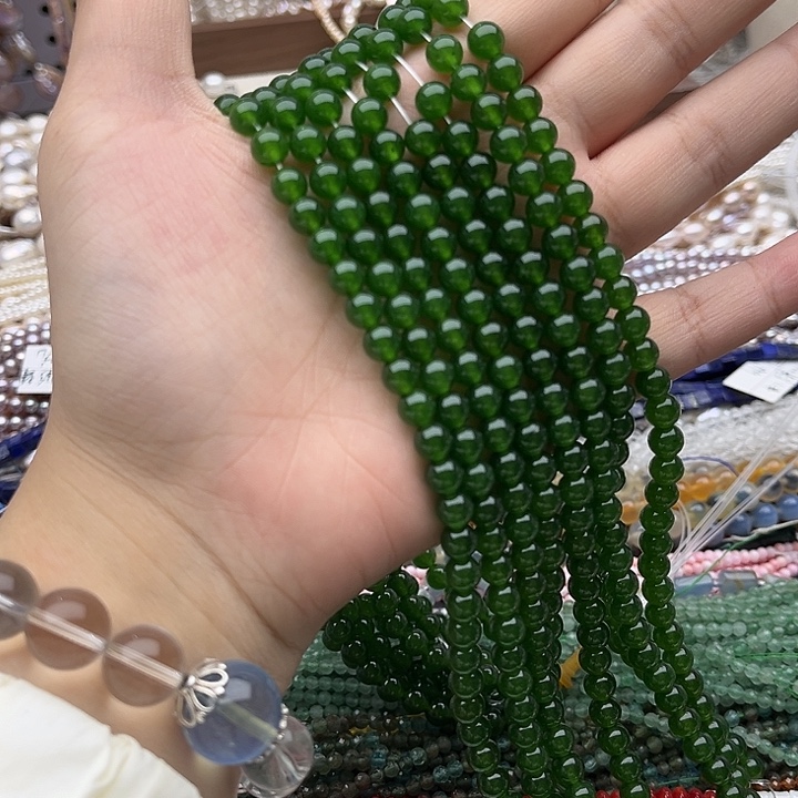 玛瑙/玉髓未镶嵌珠宝半成品一条6mm左右碧玉