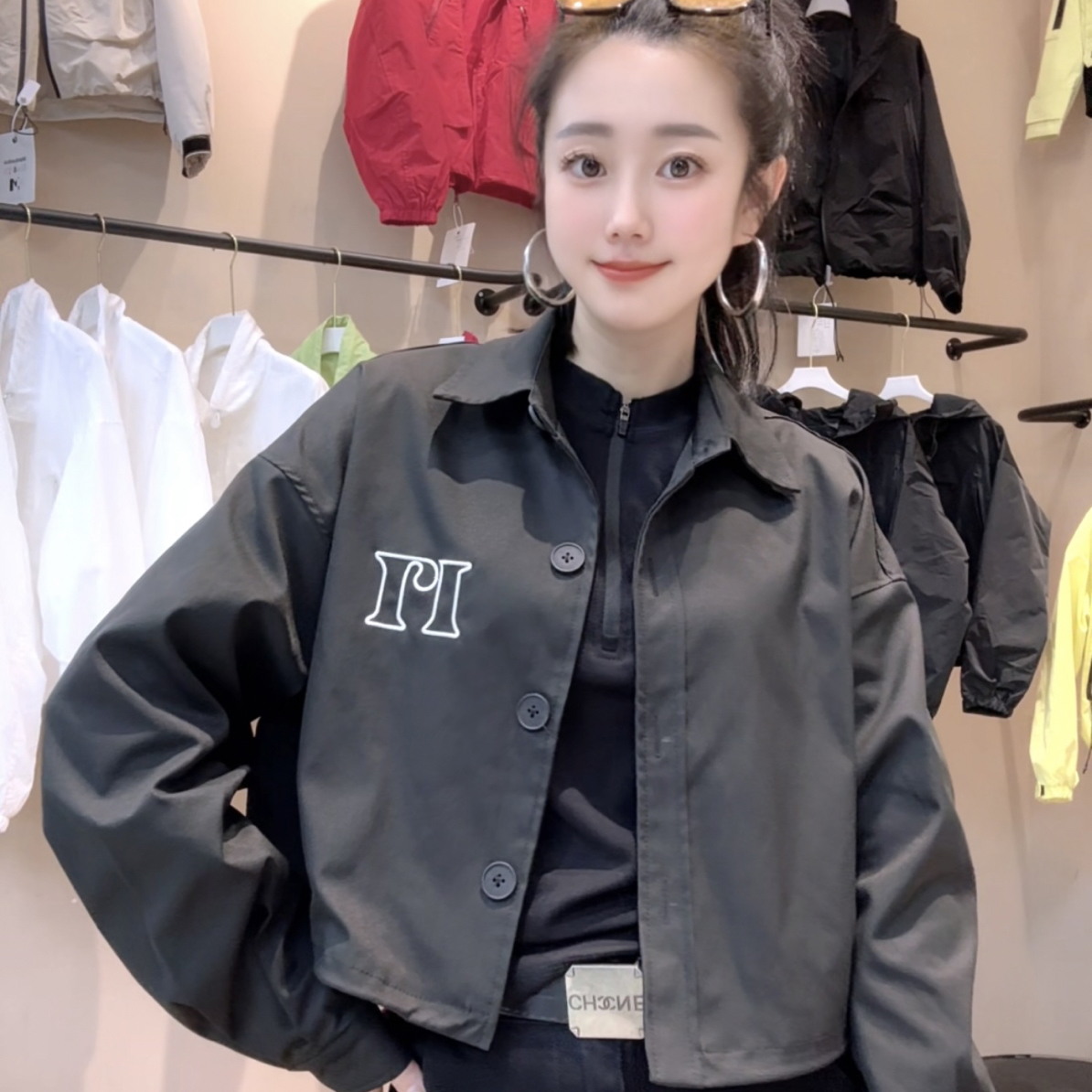 杨杨➕时尚潮流方领秋季外套618