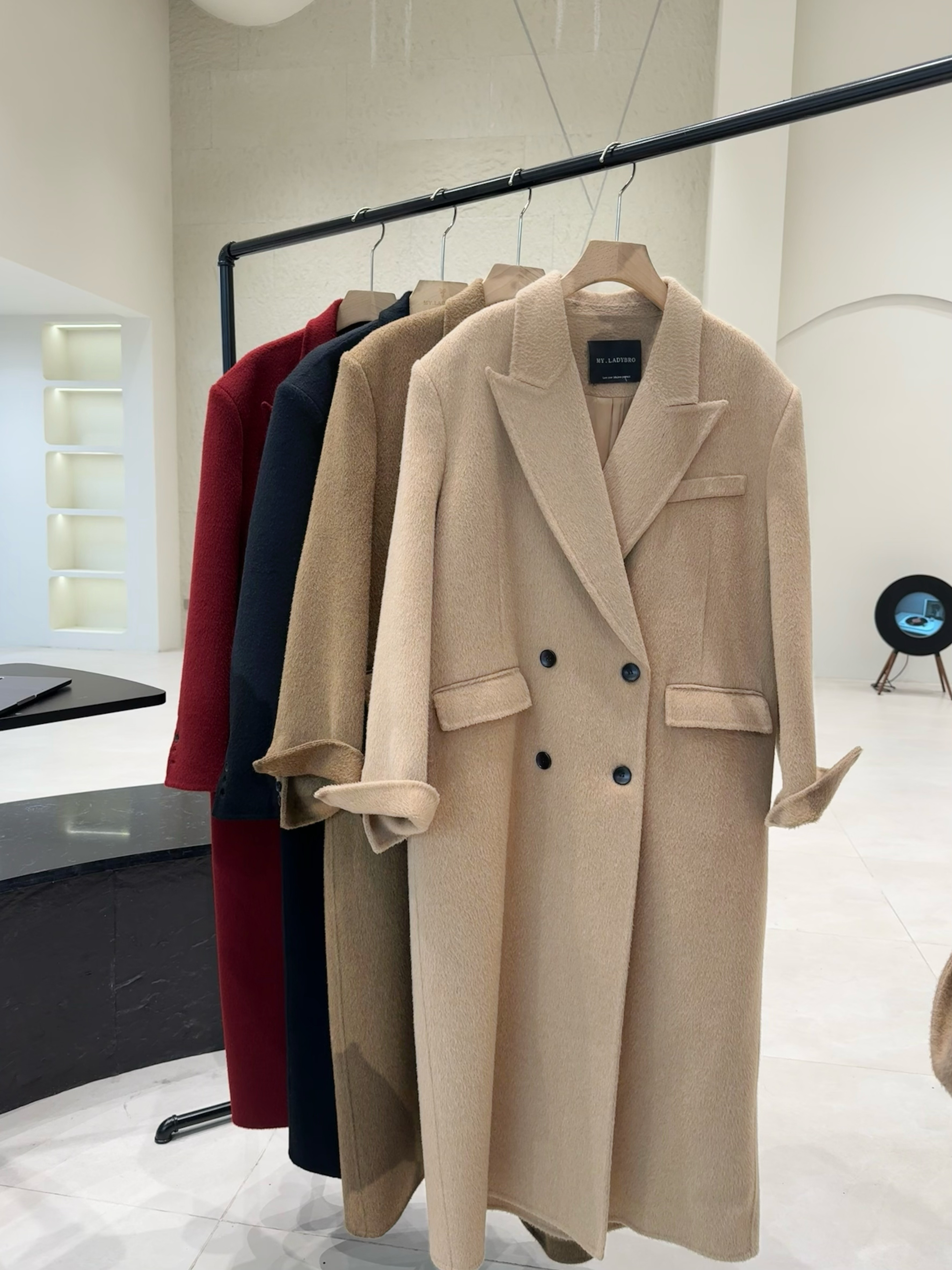 【纯黑】2025全新纯手工缝制100绵羊毛双面呢大衣冬季新款外套