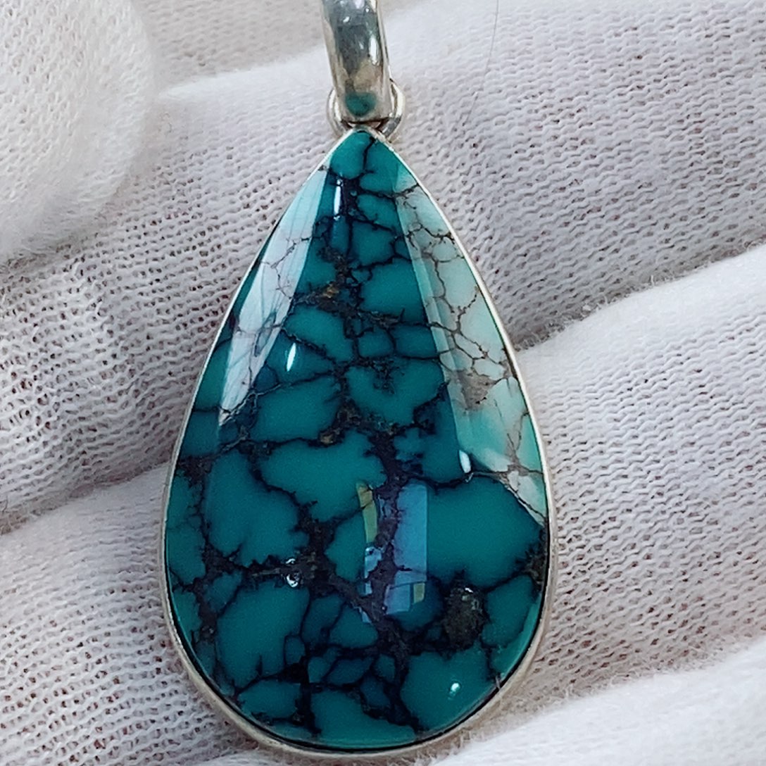 绿松石银S925镶嵌原矿无优化