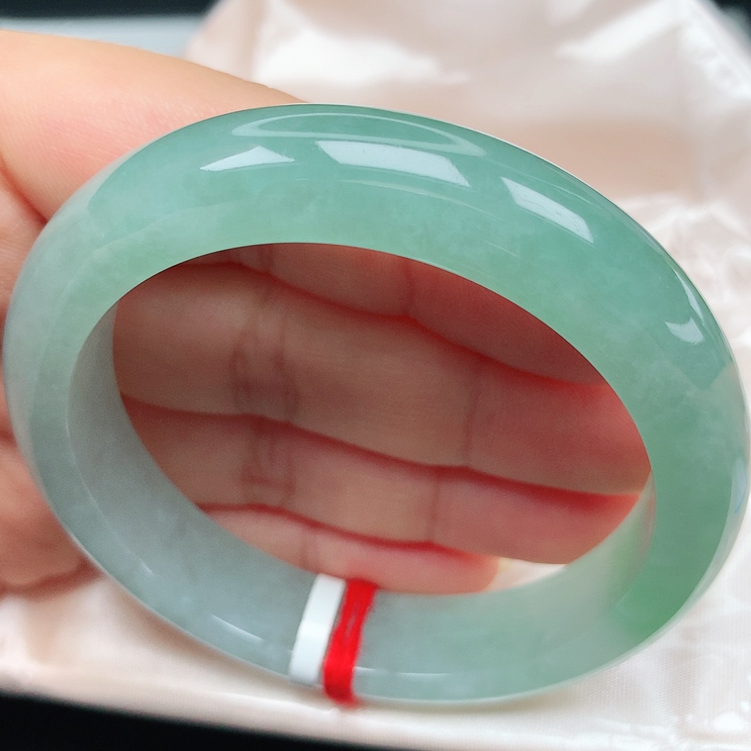 未镶嵌手镯翡翠17冰蓝绿渐变