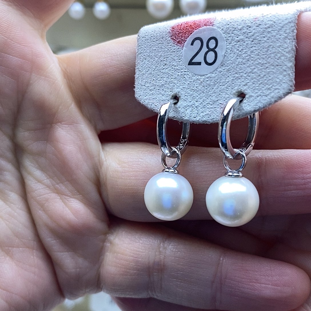 淡水珍珠耳饰银S925镶嵌