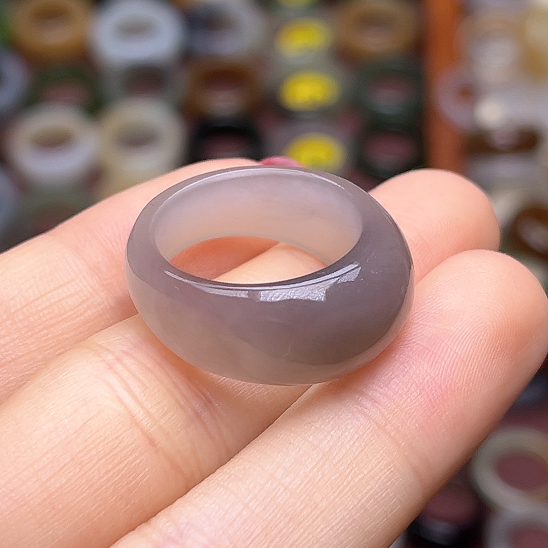 和田玉未镶嵌戒指18.1玫瑰紫馒头