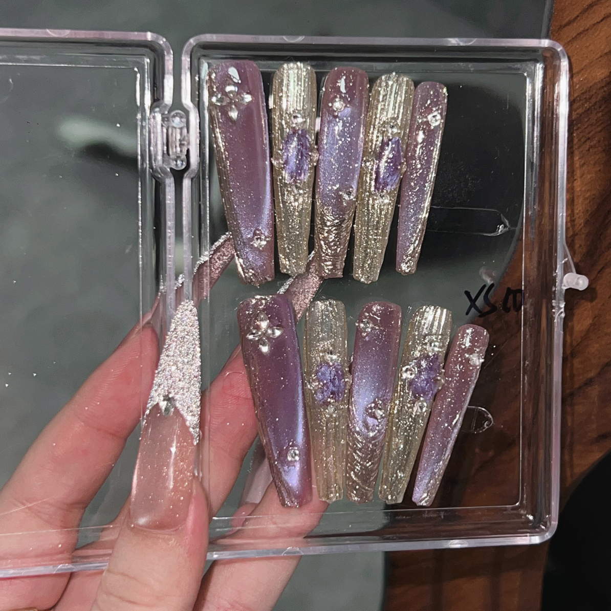 【紫色布契拉提】纯手工玻璃珠猫眼穿戴甲冬季个性款式高级感