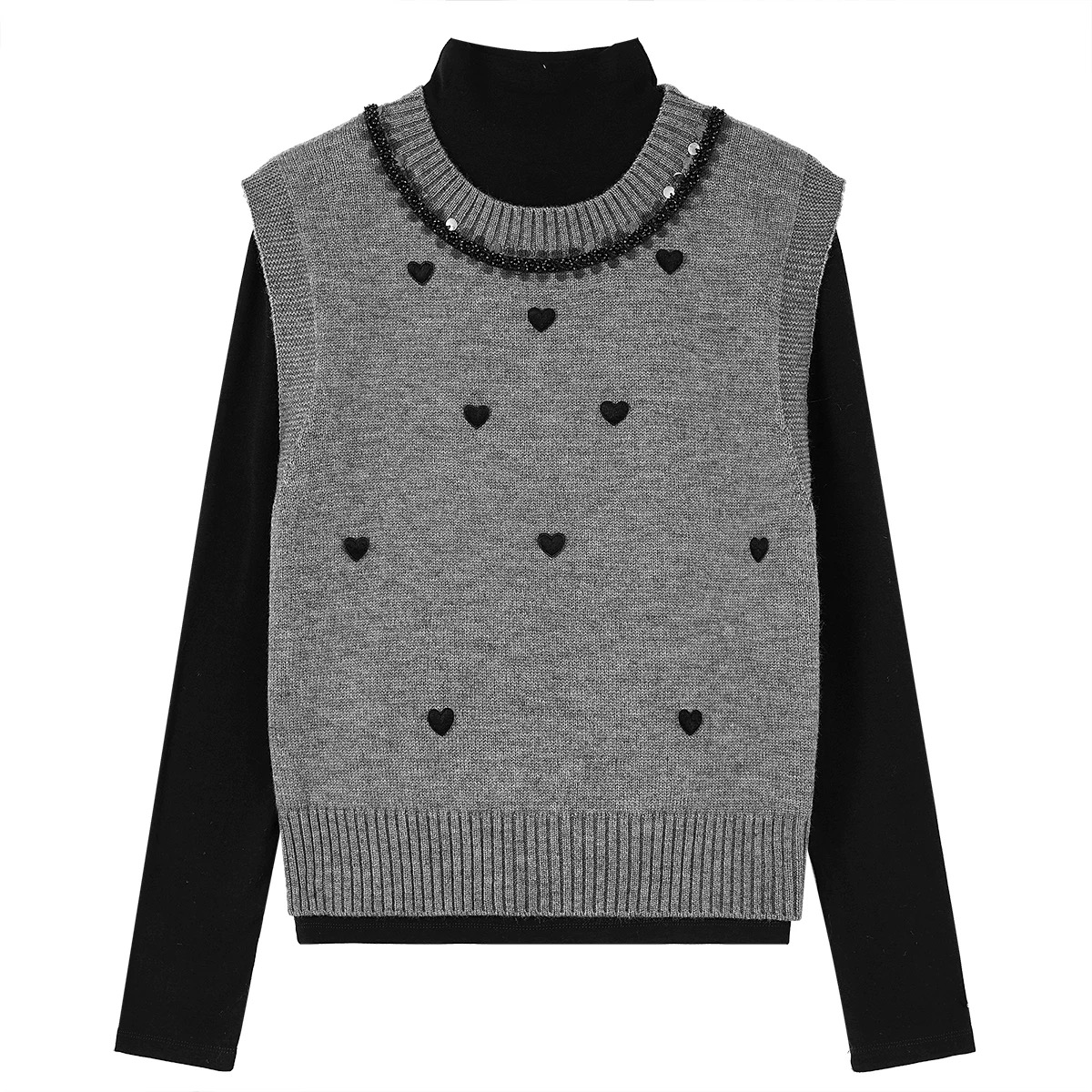 韩系甜美爱心秋冬针织背心女春新款百搭时尚宽松叠穿毛衣马甲上衣