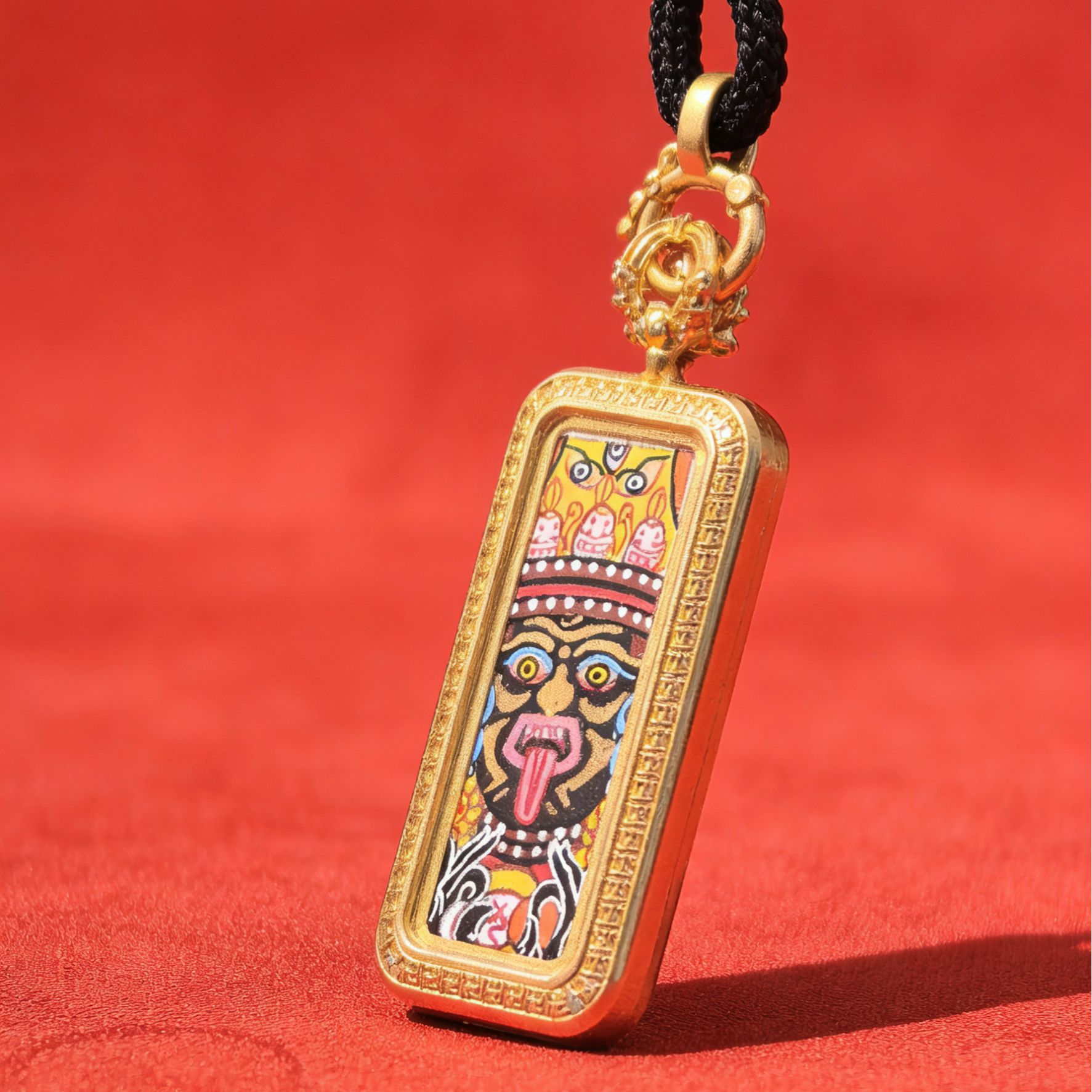 黄铜吊坠 纯手绘扎基拉姆唐卡采用纯天然矿物质颜料绘制
