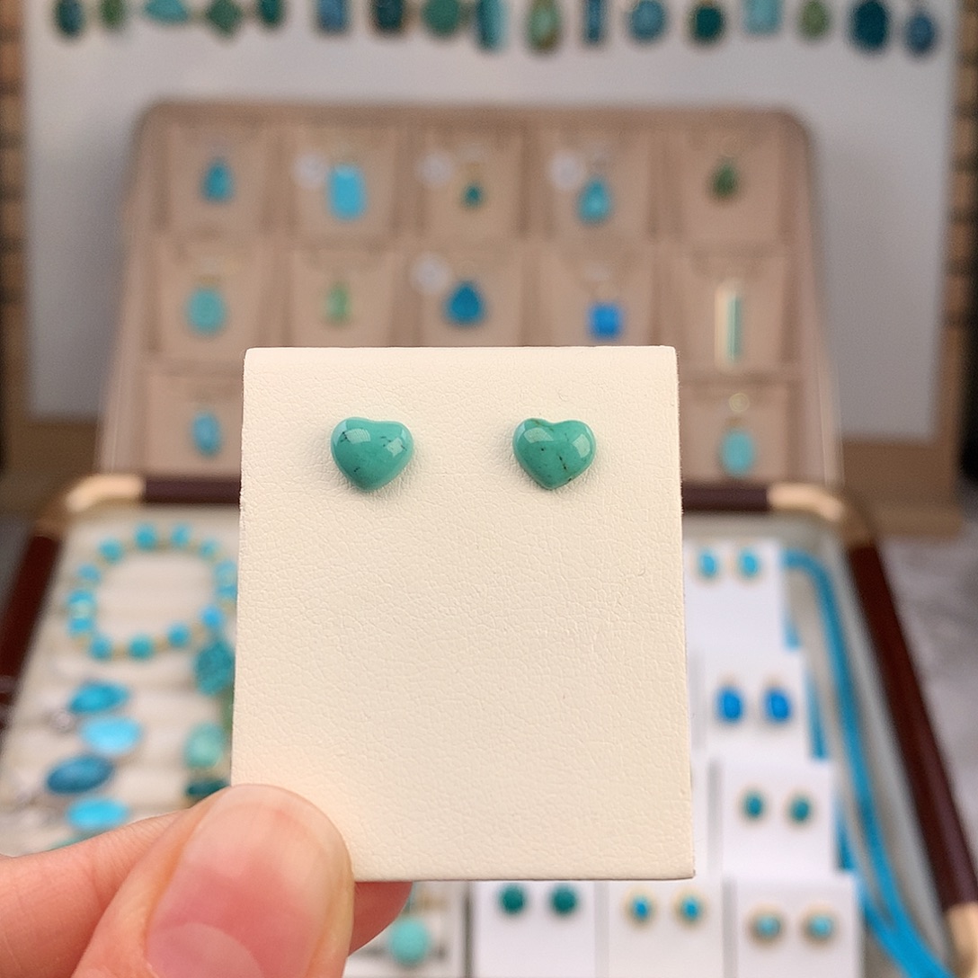 欧***～绿松石银S925镶嵌耳饰