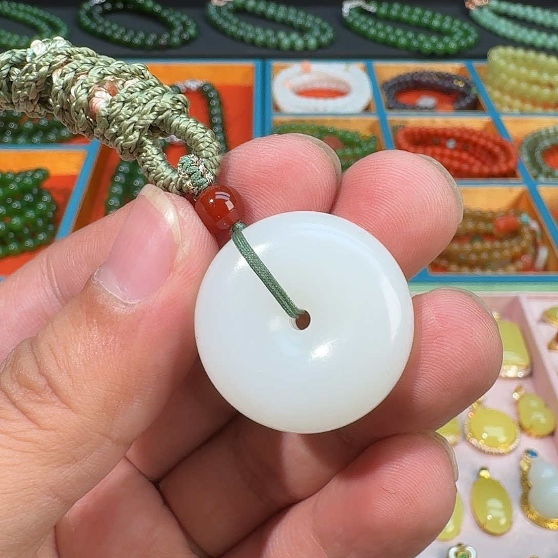 和田玉未镶嵌珠宝奇石白玉平安扣