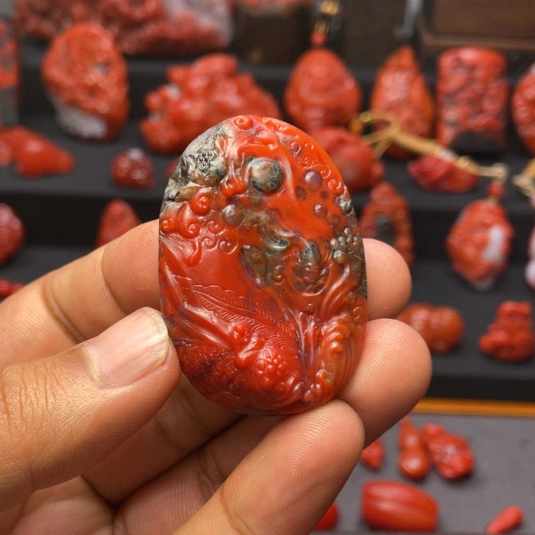 五***园南红玛瑙未镶嵌吊坠(不含链)阿东寨龙鱼