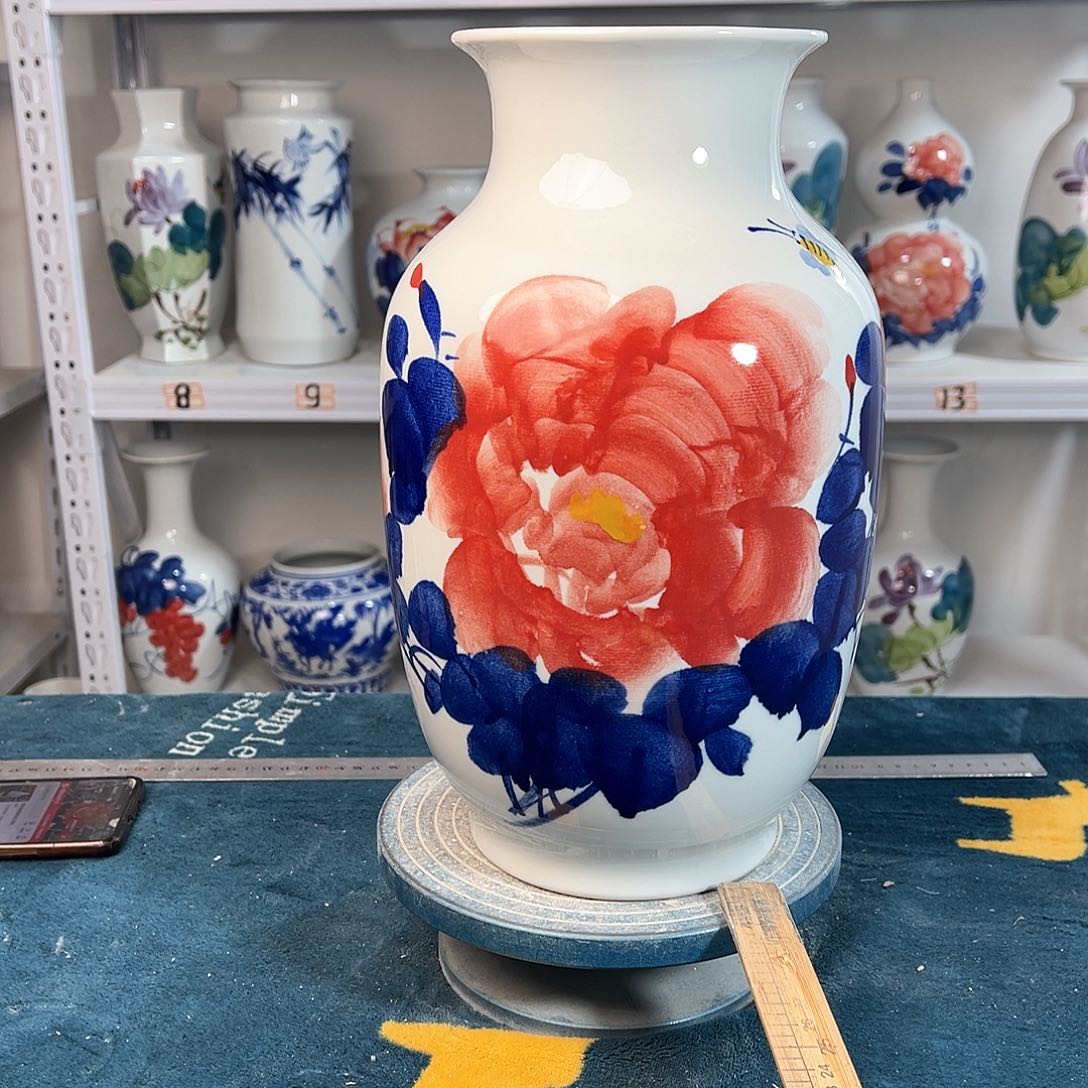 摆件景德镇陶瓷大冬红牡