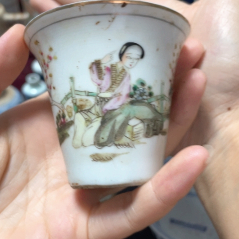 石***头粉彩手把件鼻烟壶