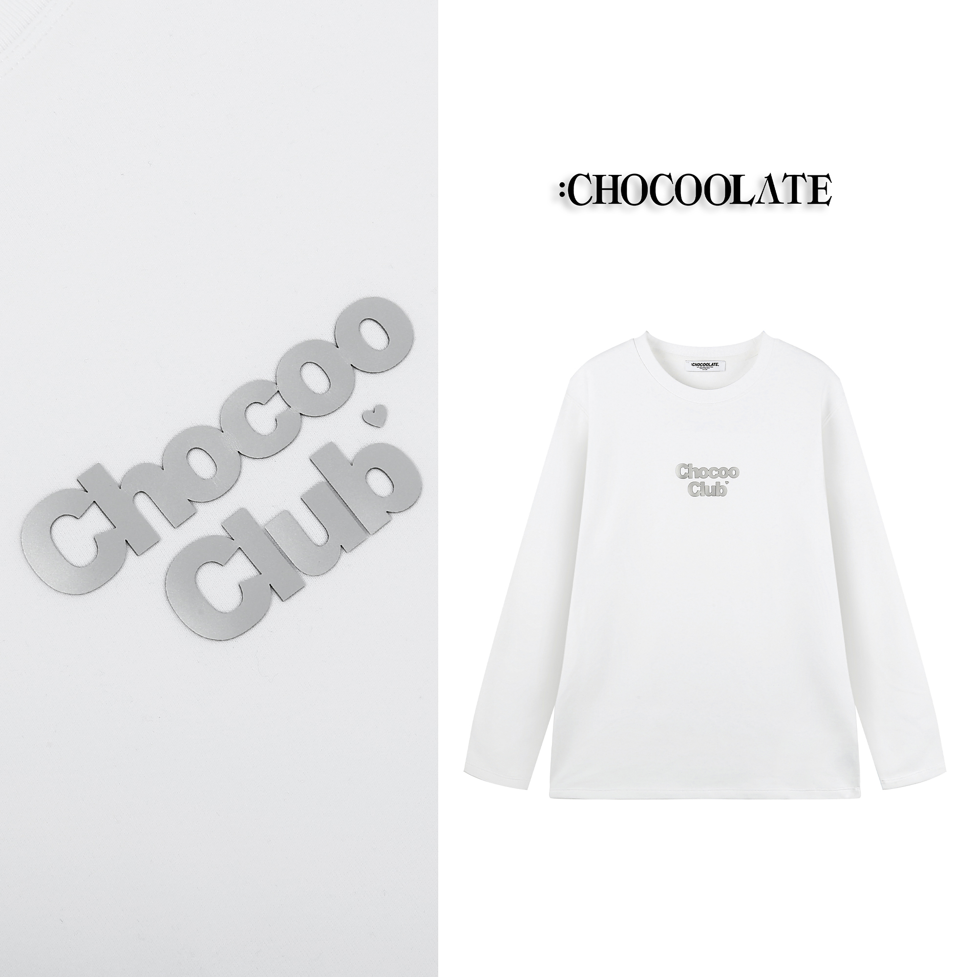 ：CHOCOOLATE立体字母烫画加绒圆领卫衣6164-1210376